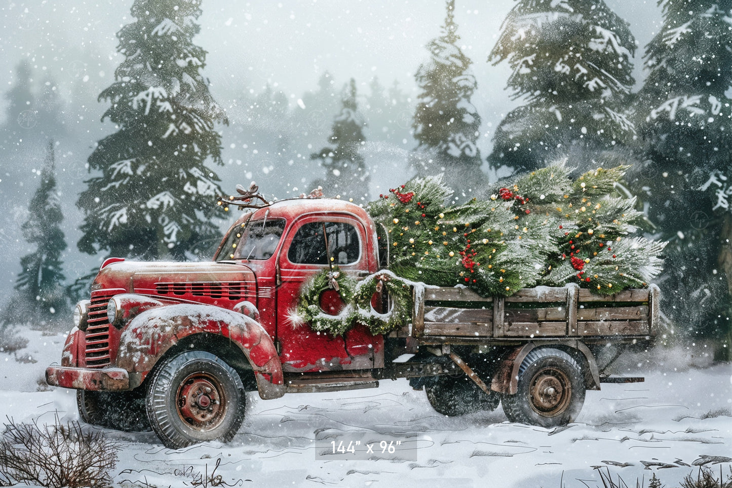 Vintage Red Truck Backdrop