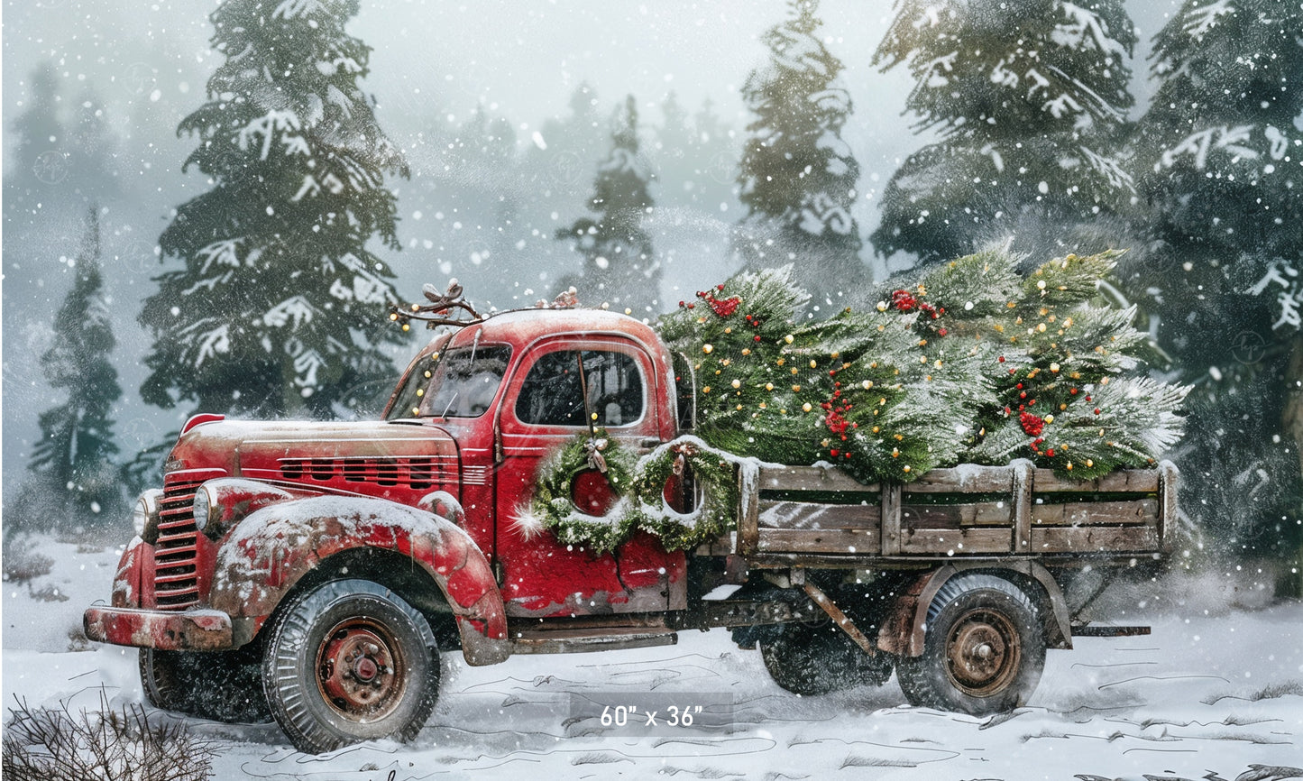 Vintage Red Truck Backdrop