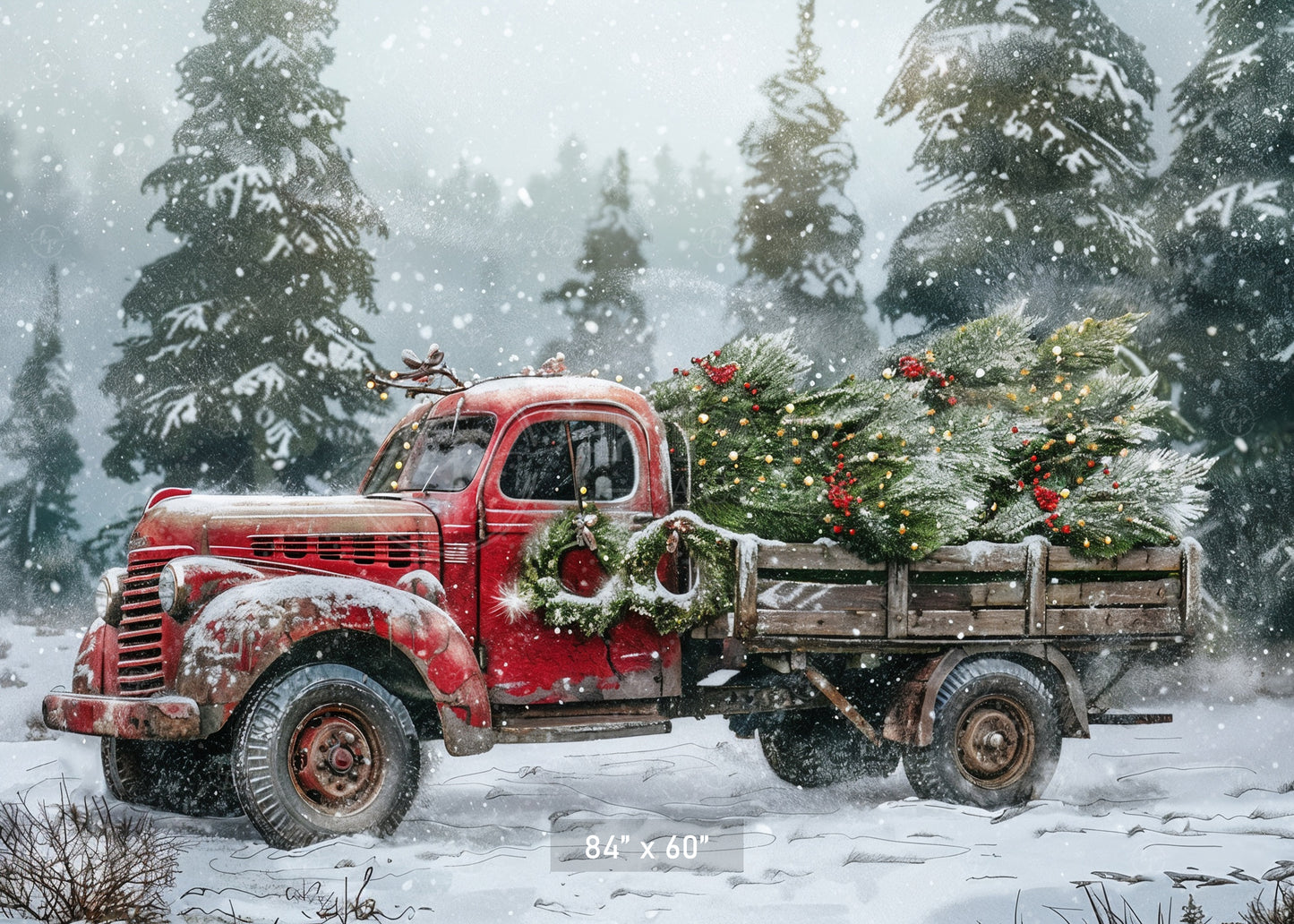 Vintage Red Truck Backdrop