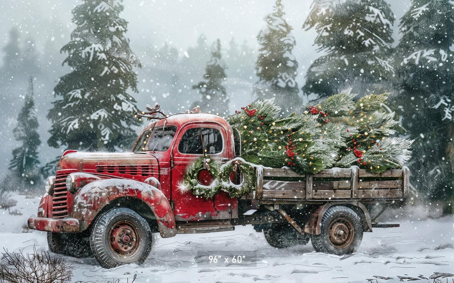 Vintage Red Truck Backdrop