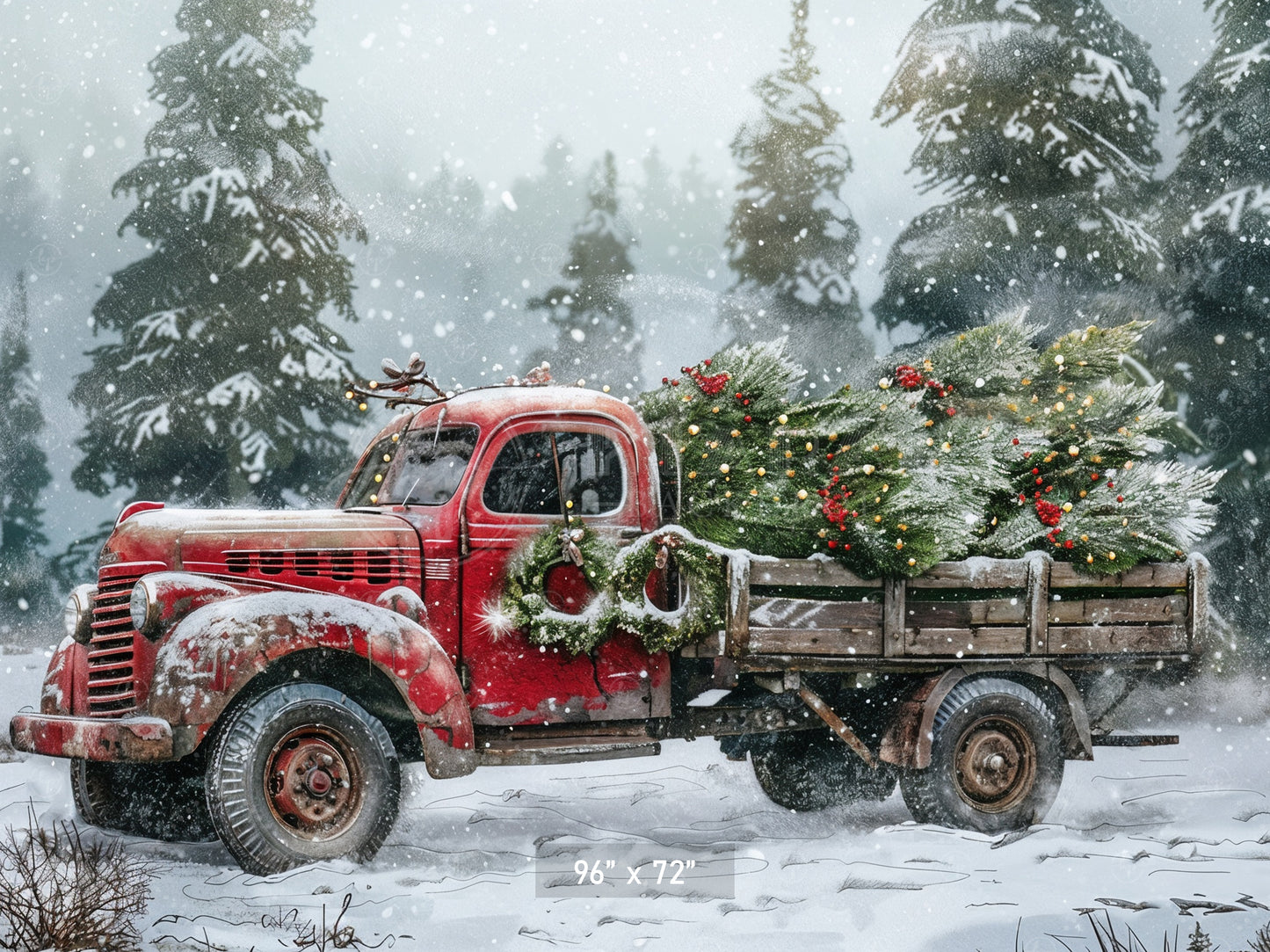 Vintage Red Truck Backdrop