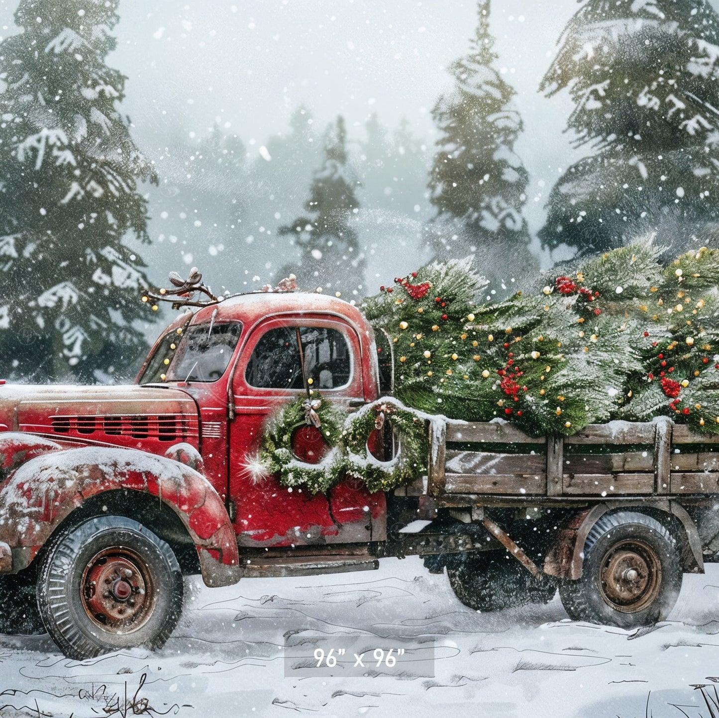 Vintage Red Truck Backdrop