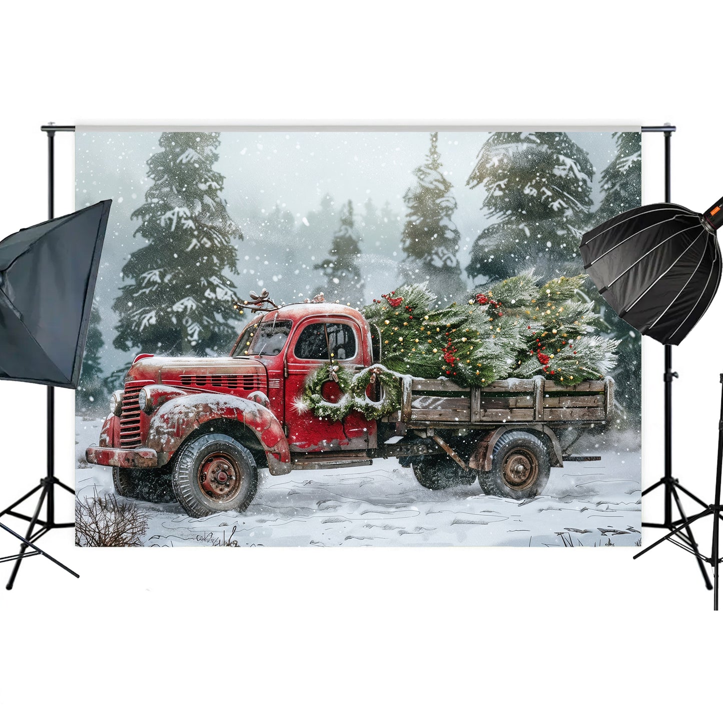 Vintage Red Truck Backdrop