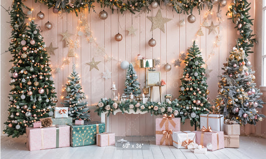 Elegant Christmas Trees & Gifts Backdrop