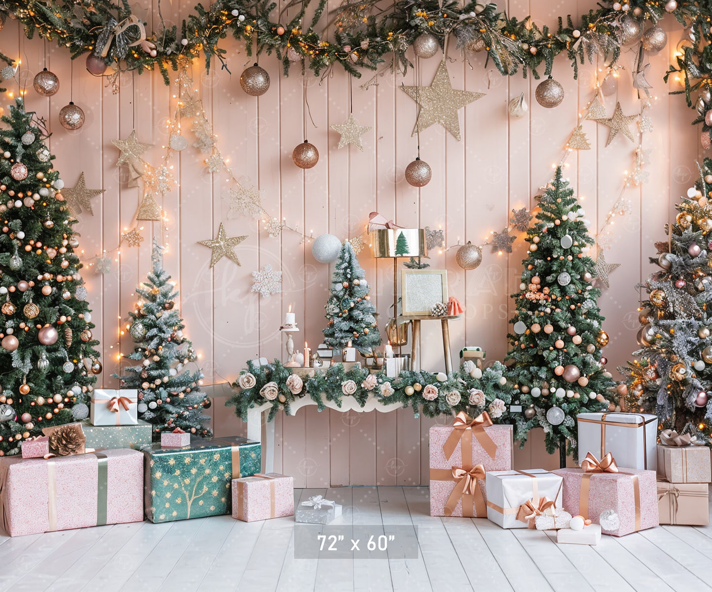 Elegant Christmas Trees & Gifts Backdrop