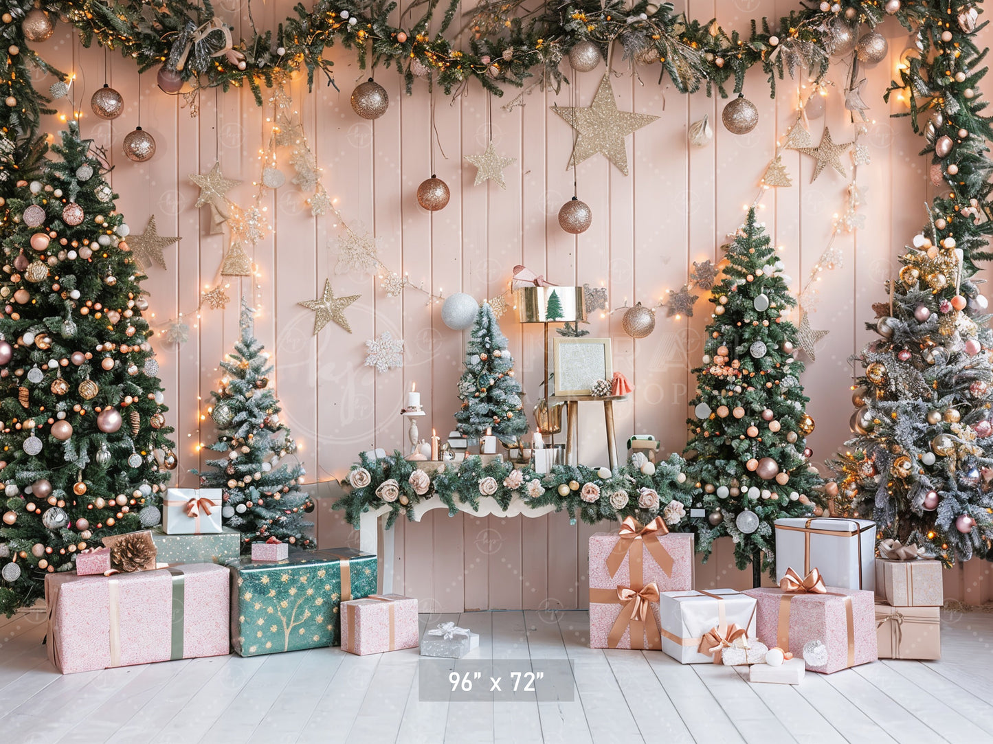 Elegant Christmas Trees & Gifts Backdrop