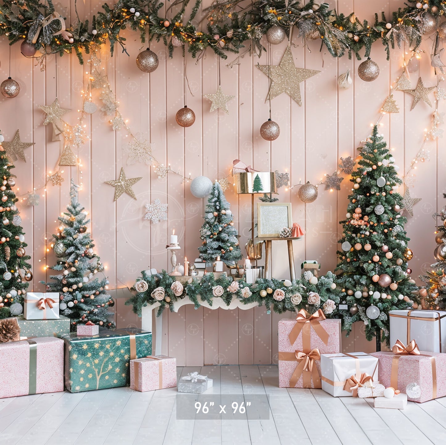 Elegant Christmas Trees & Gifts Backdrop