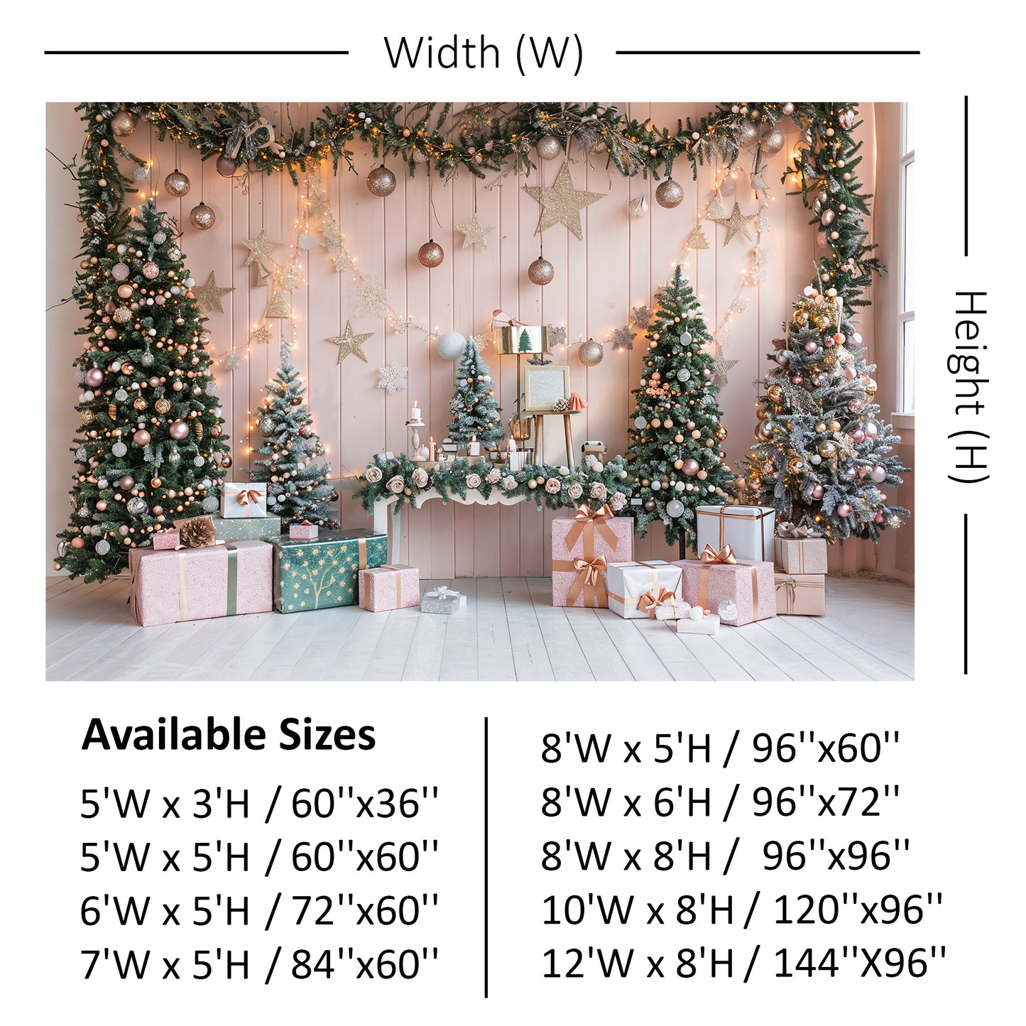 Elegant Christmas Trees & Gifts Backdrop