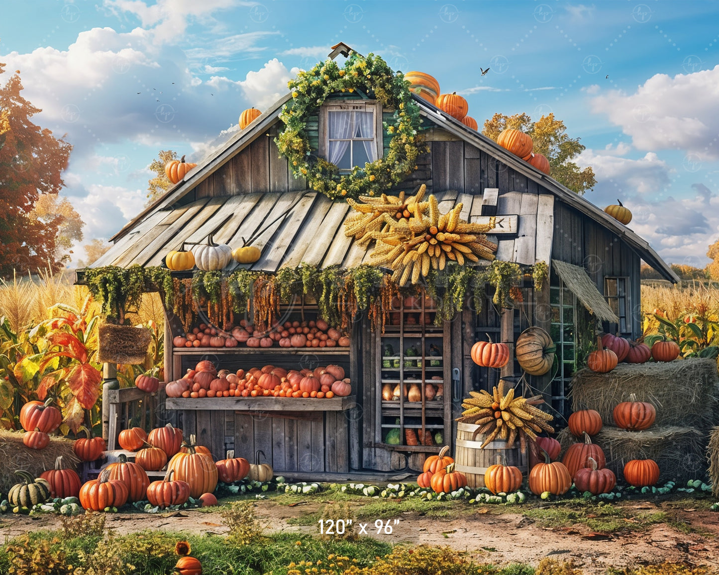 Rustic Autumn Farm Stand Backdrop