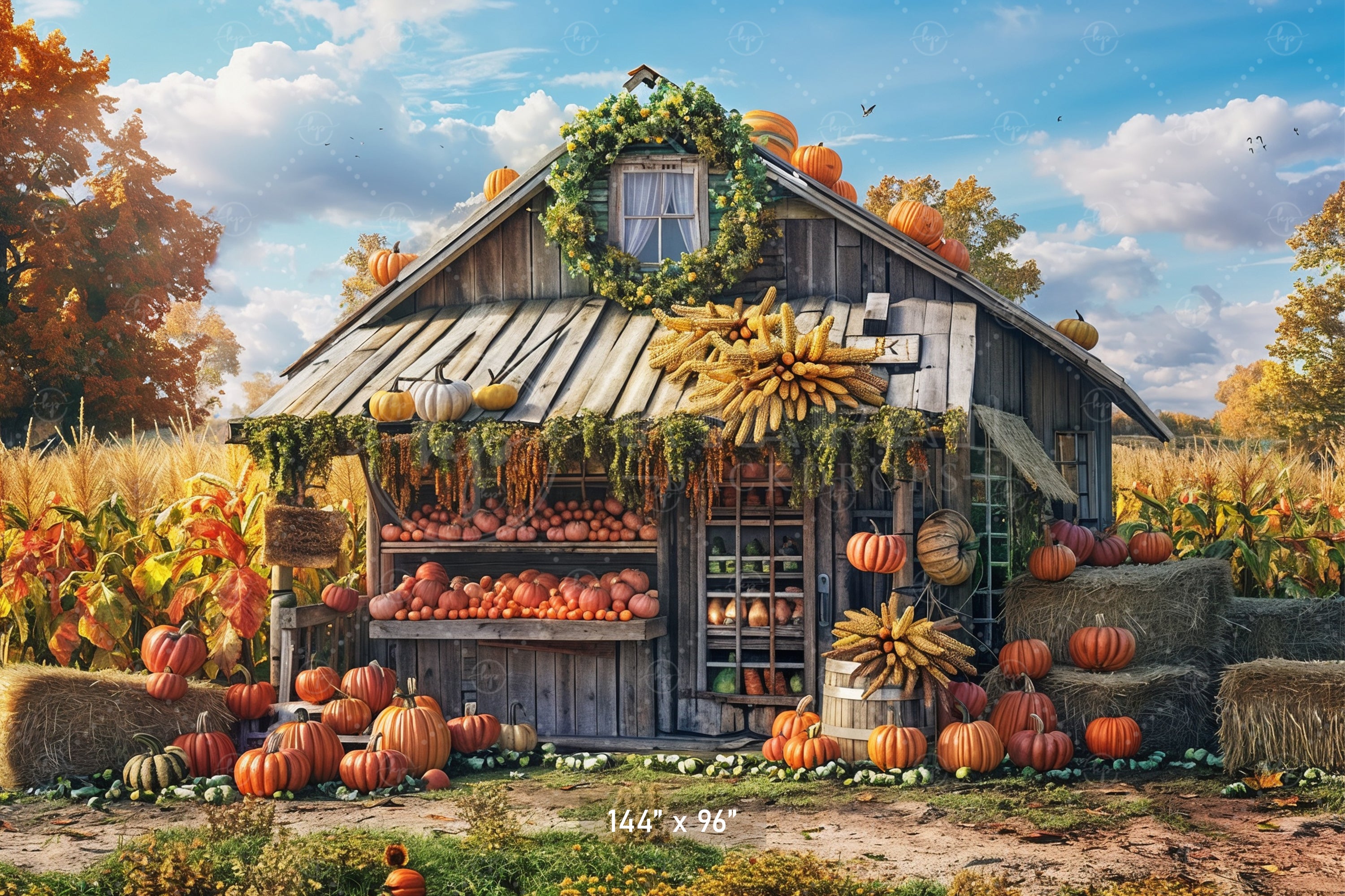 Rustic Autumn Farm Stand Backdrop