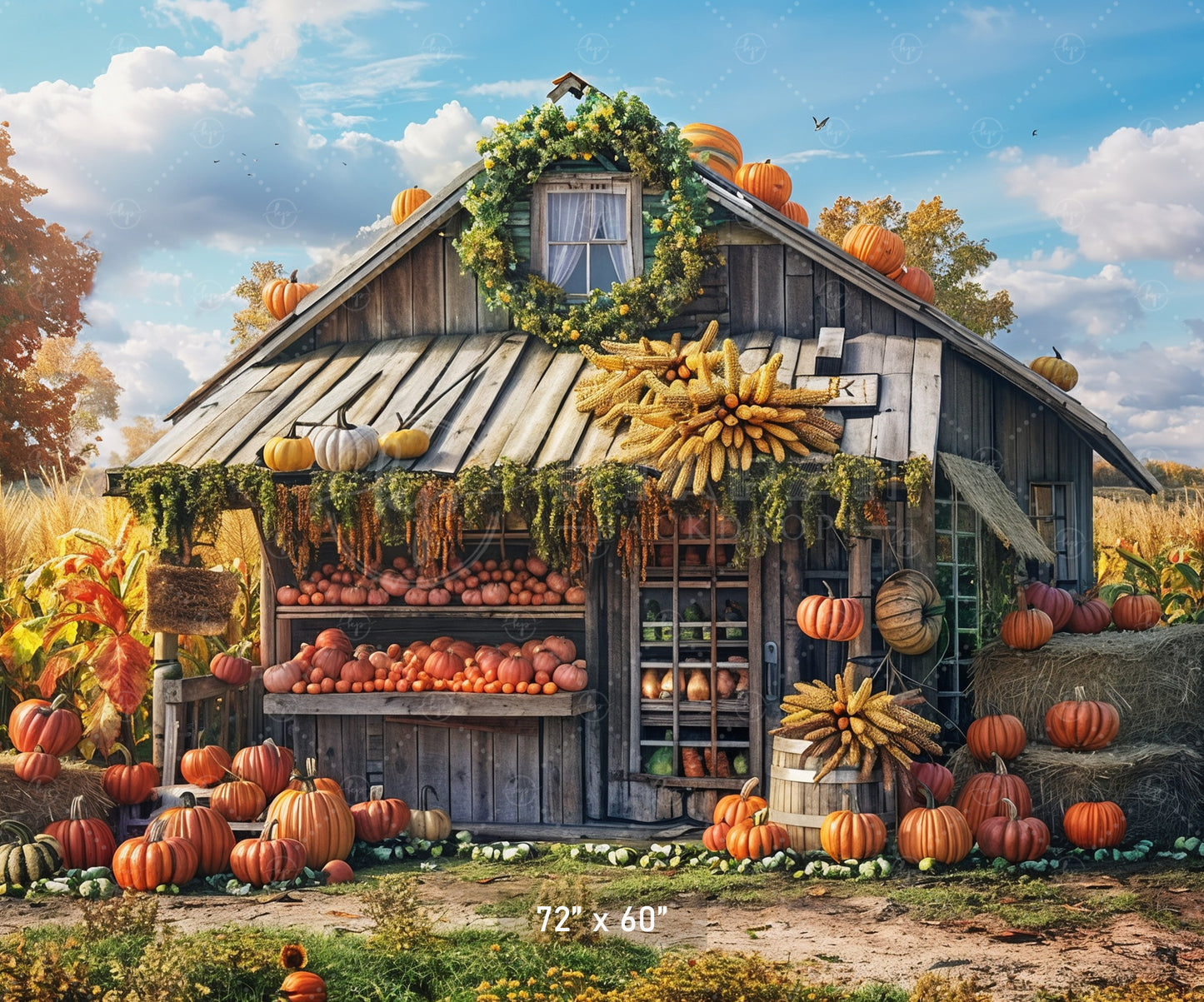 Rustic Autumn Farm Stand Backdrop