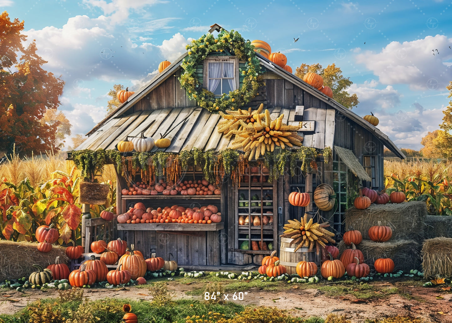 Rustic Autumn Farm Stand Backdrop