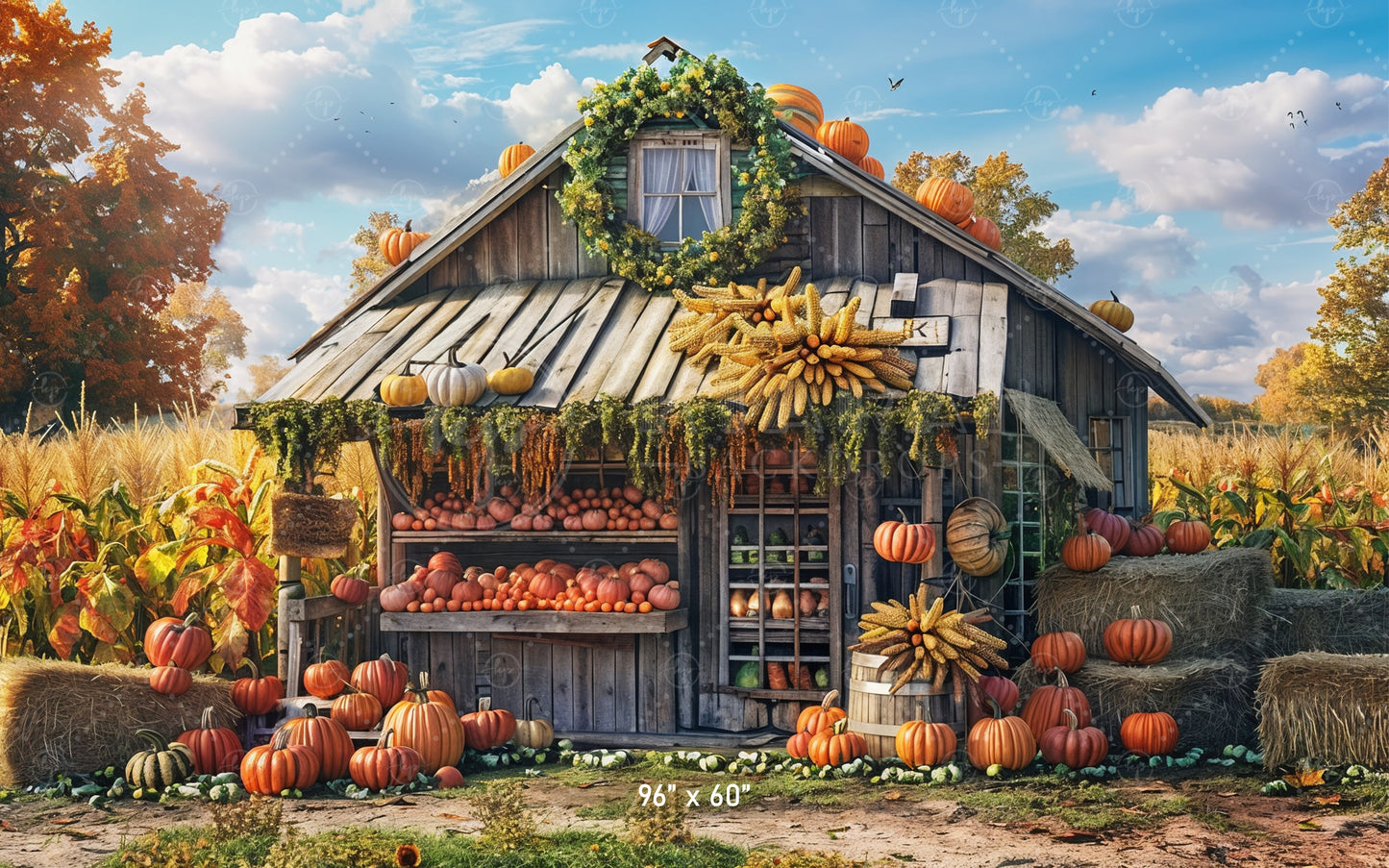 Rustic Autumn Farm Stand Backdrop