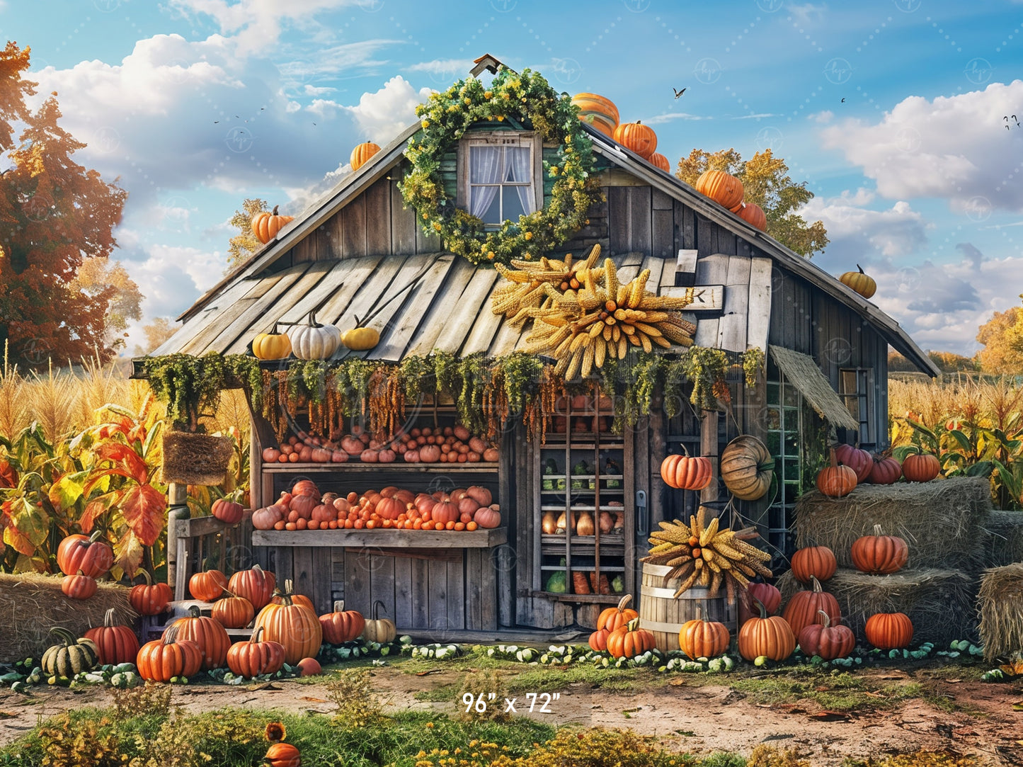 Rustic Autumn Farm Stand Backdrop