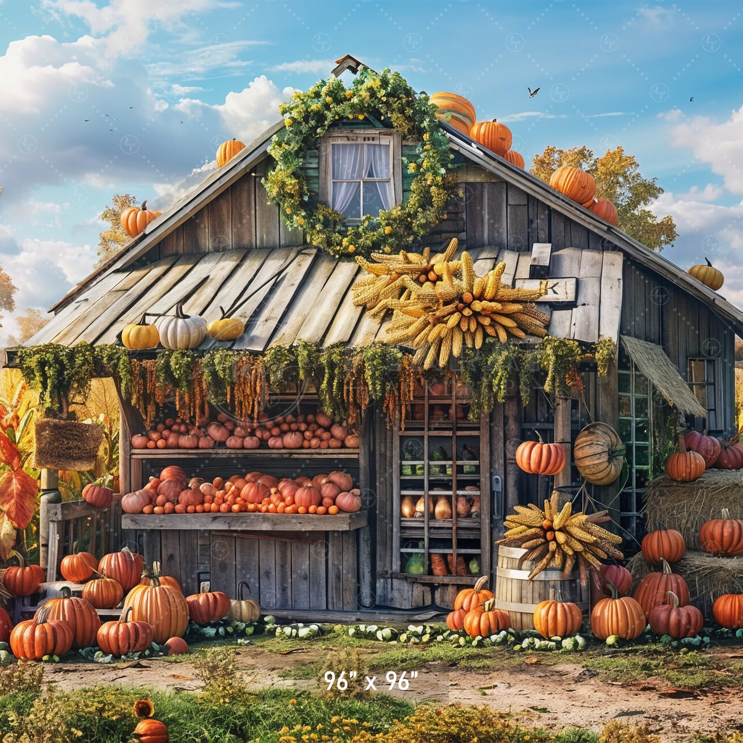 Rustic Autumn Farm Stand Backdrop