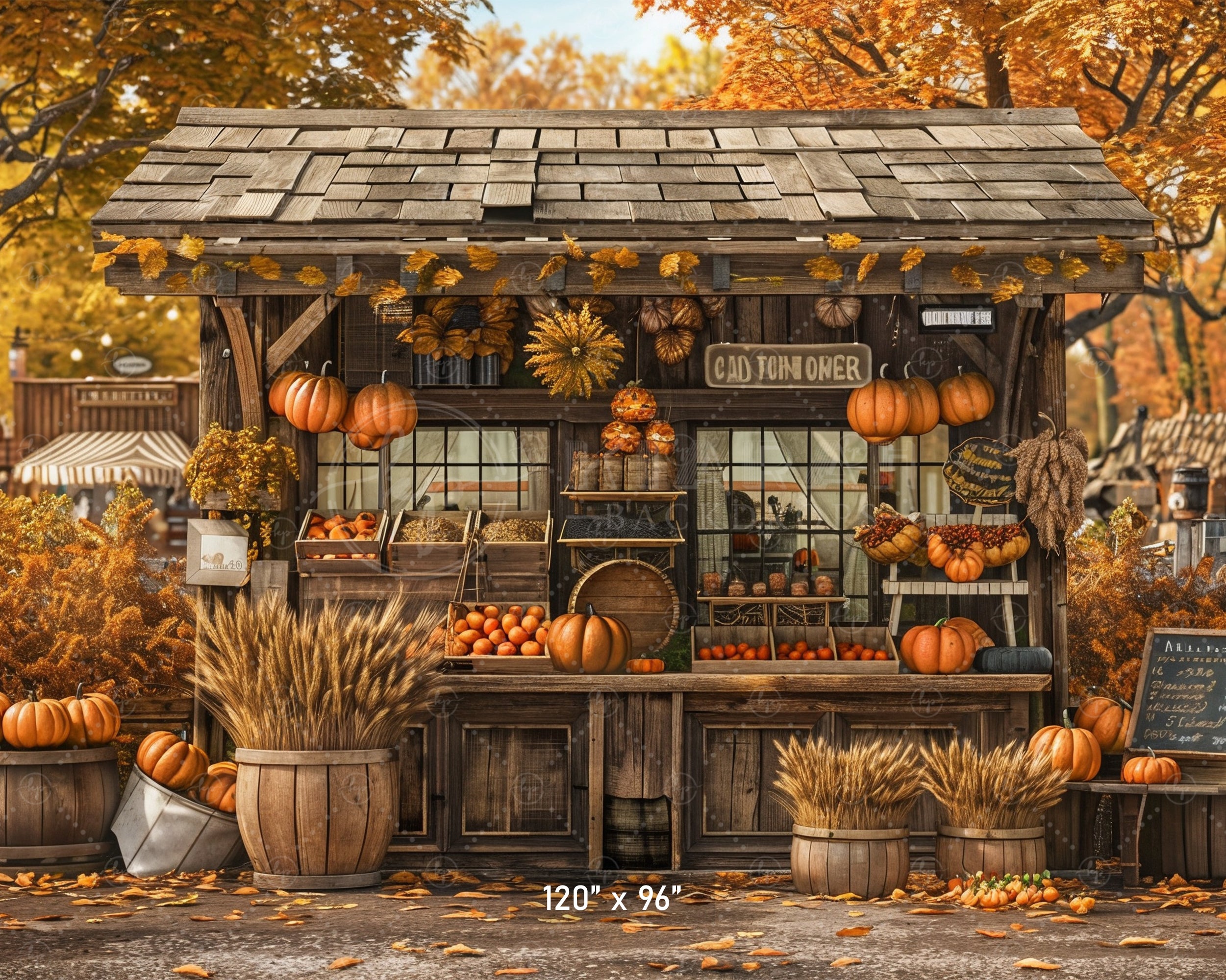 Cozy Autumn Market Stand Backdrop