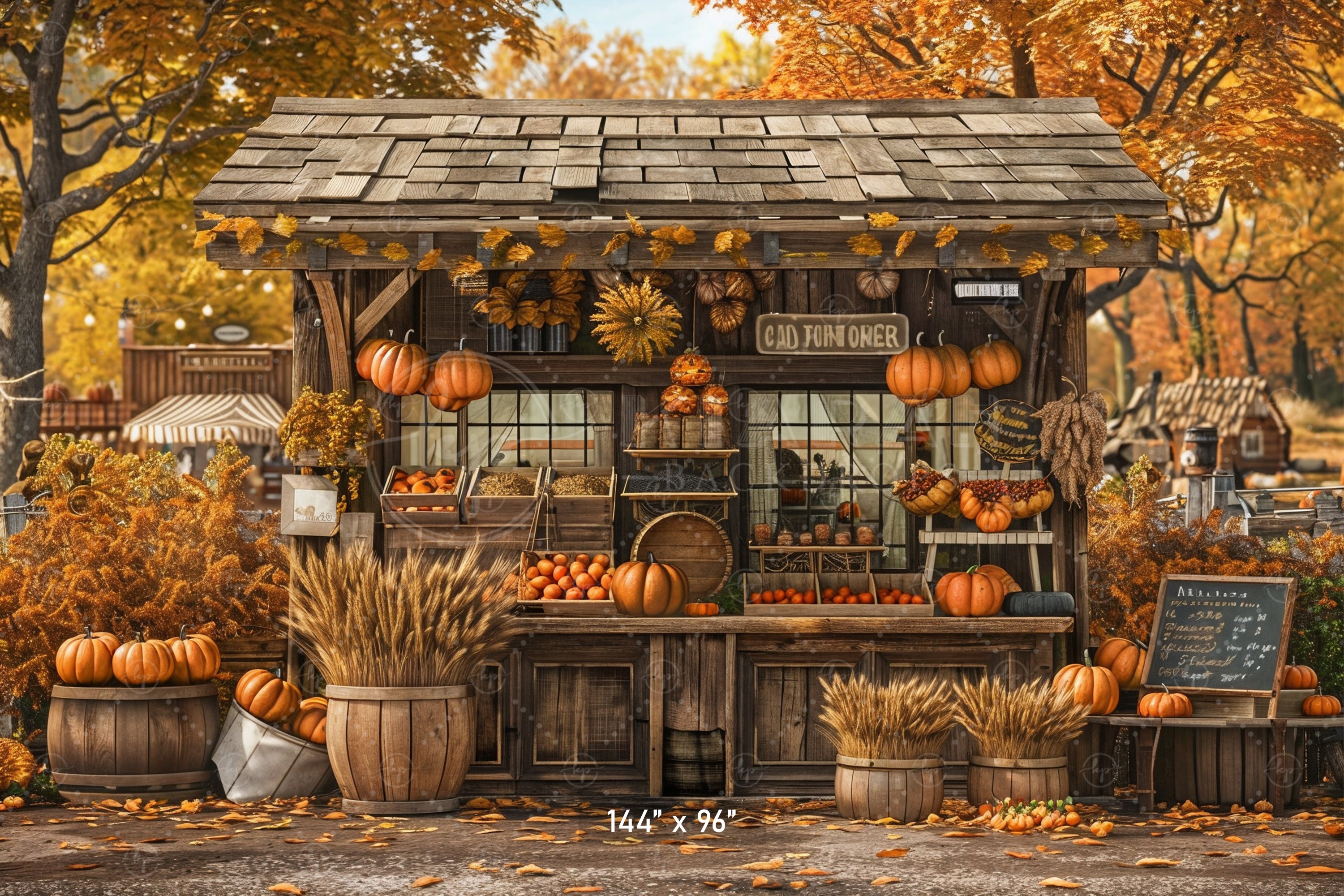 Cozy Autumn Market Stand Backdrop