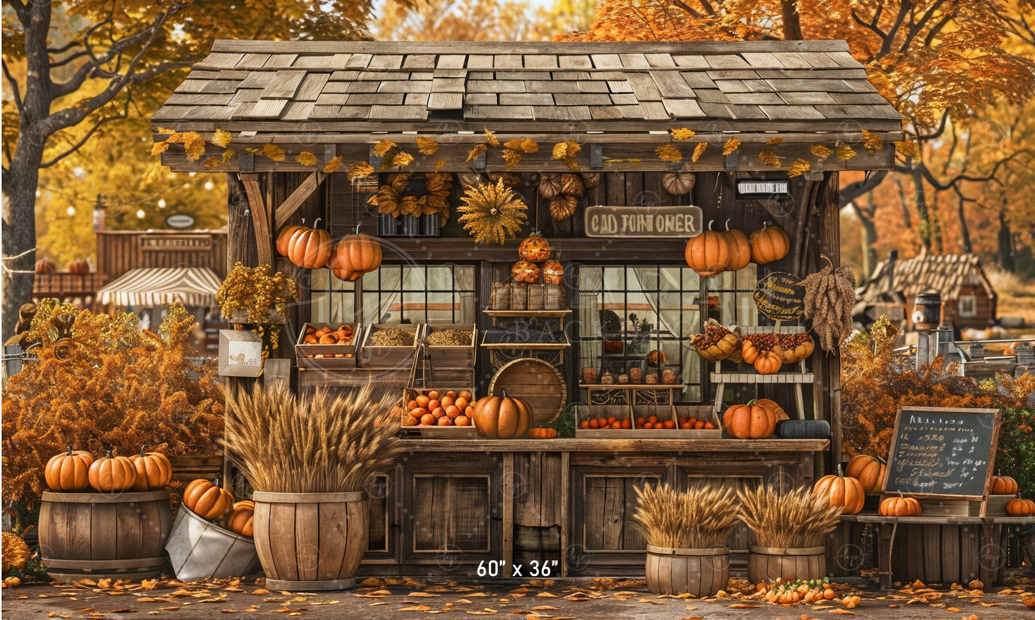 Cozy Autumn Market Stand Backdrop