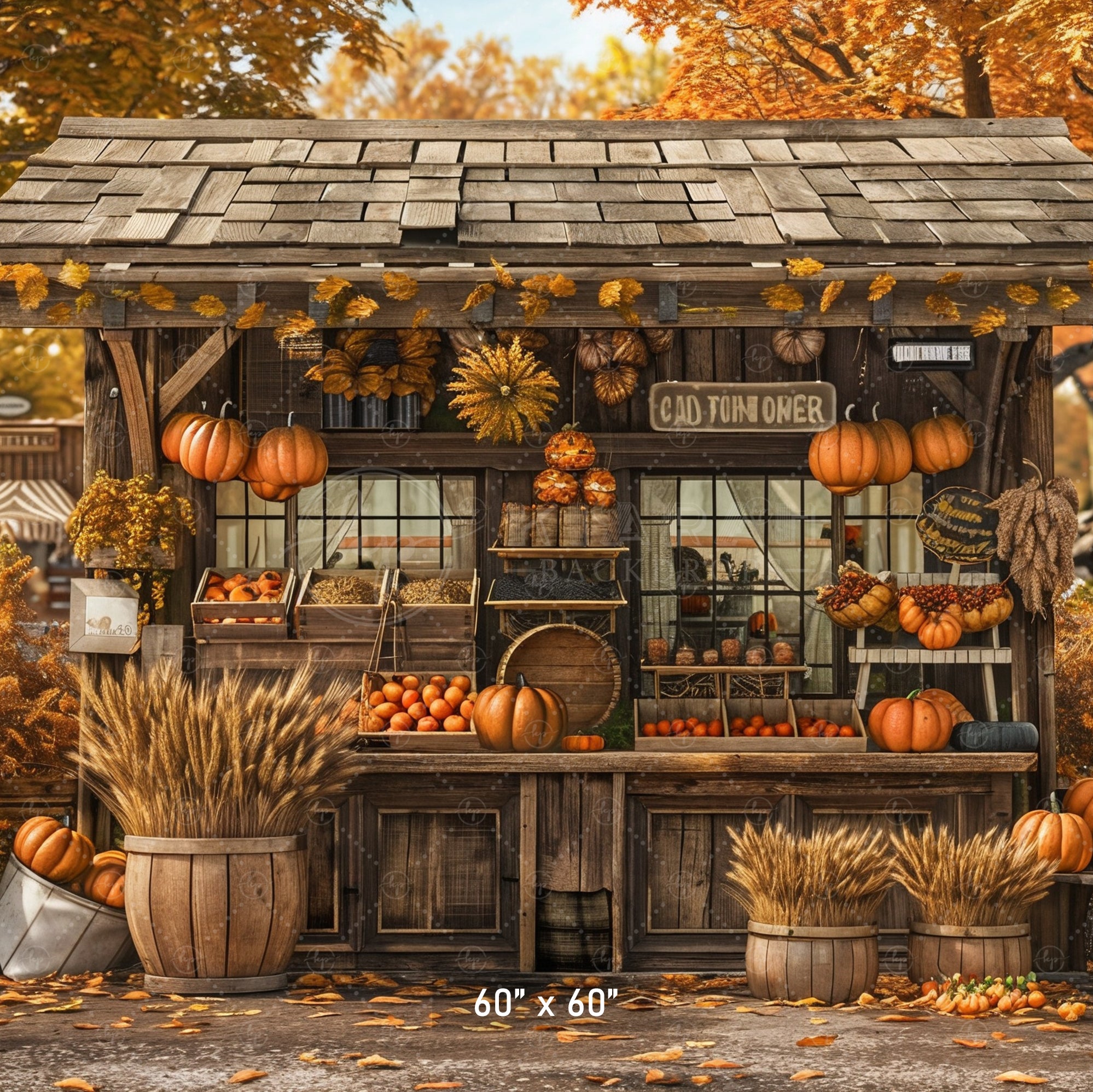 Cozy Autumn Market Stand Backdrop