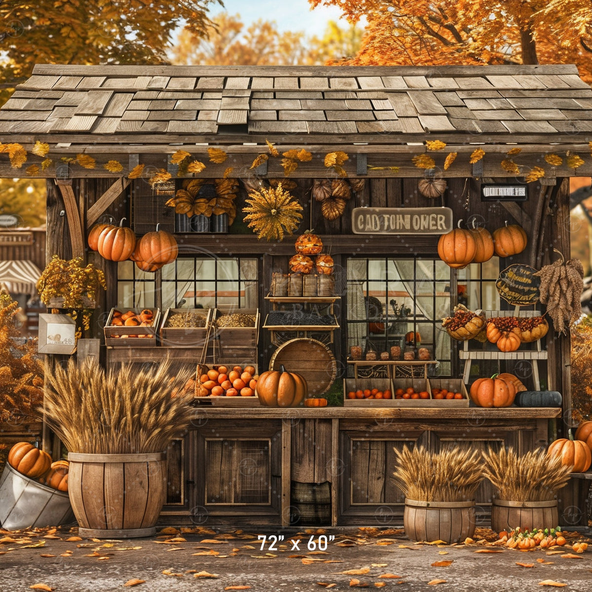 Cozy Autumn Market Stand Backdrop – Kiarah Backdrops