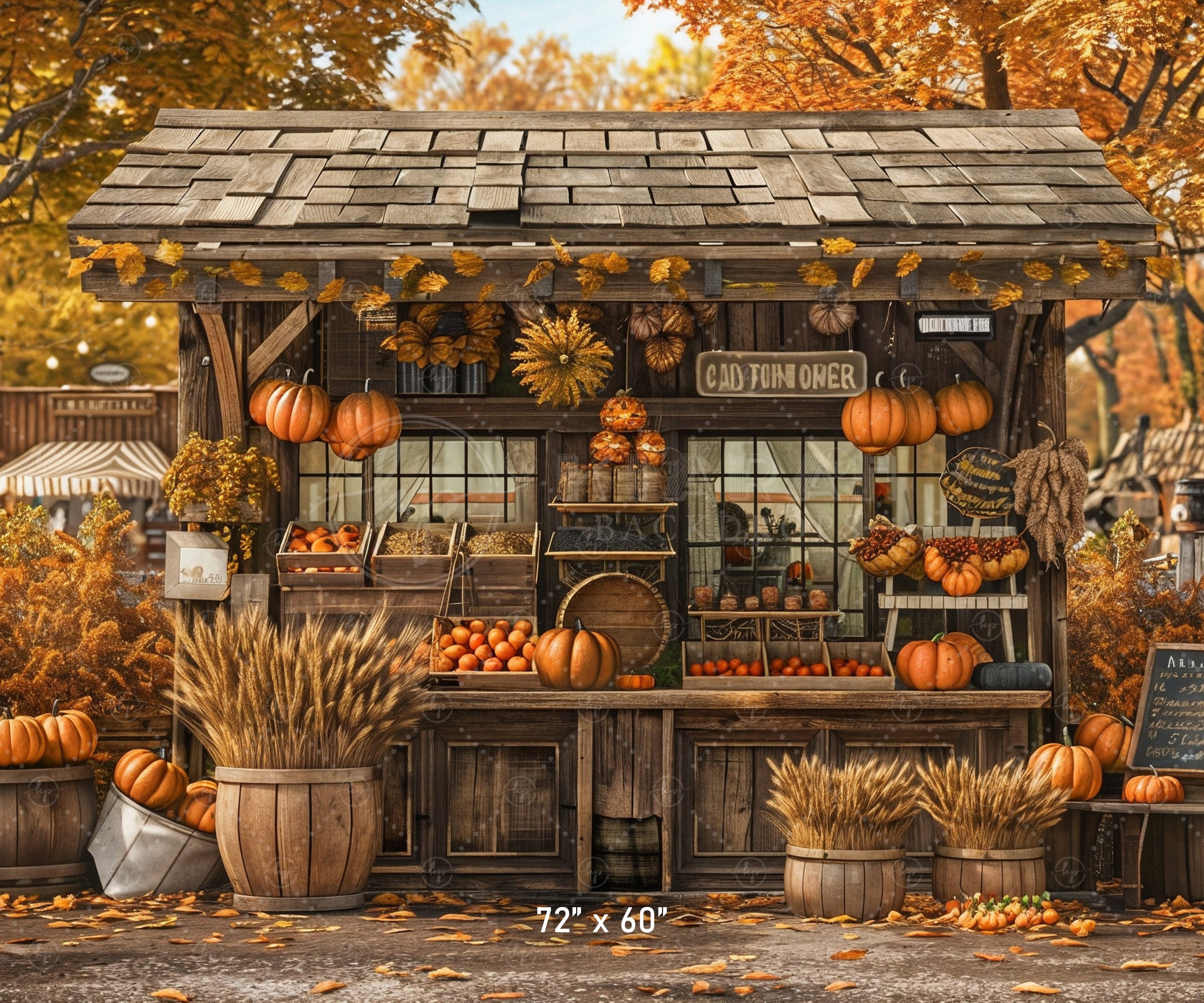Cozy Autumn Market Stand Backdrop
