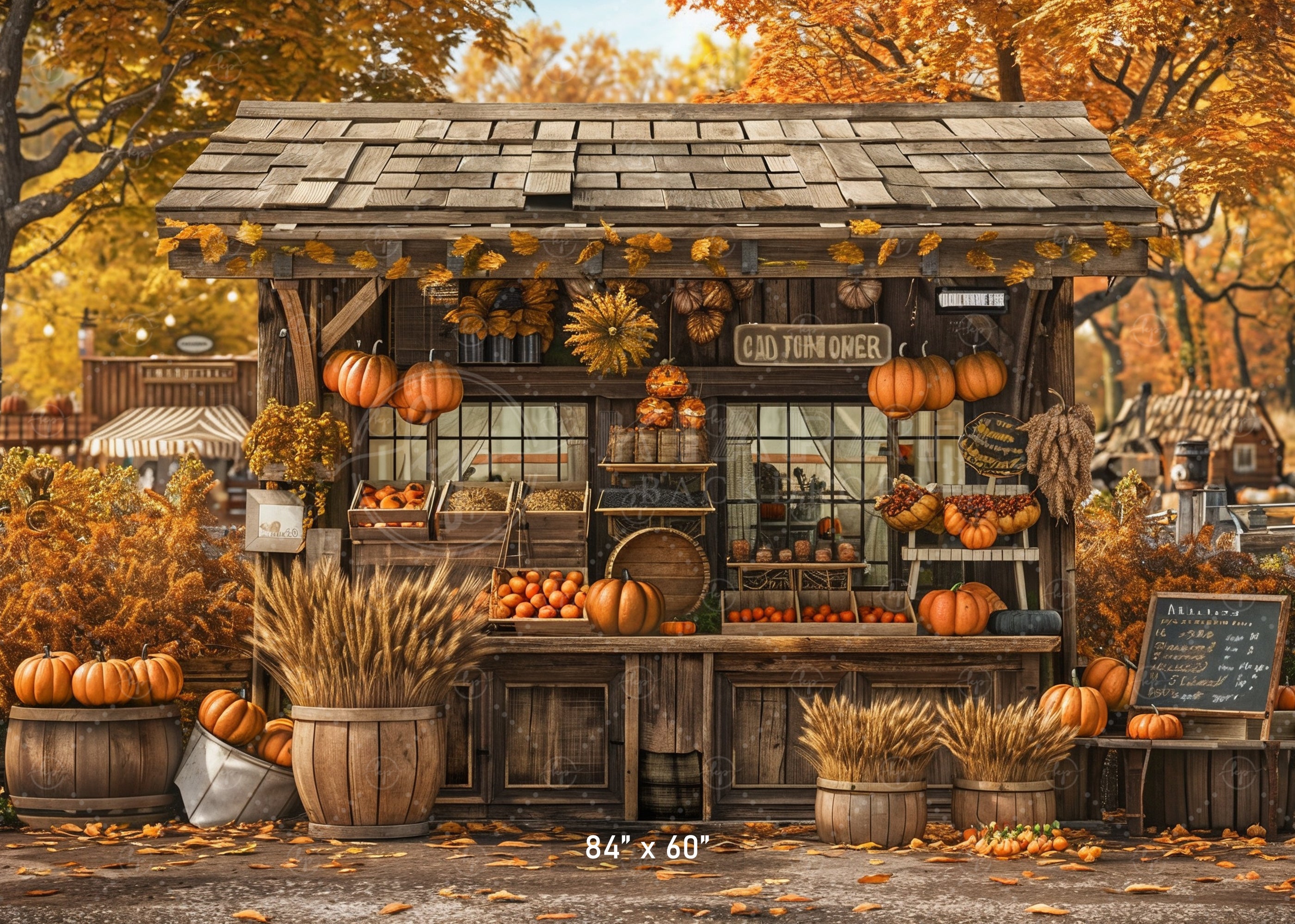 Cozy Autumn Market Stand Backdrop