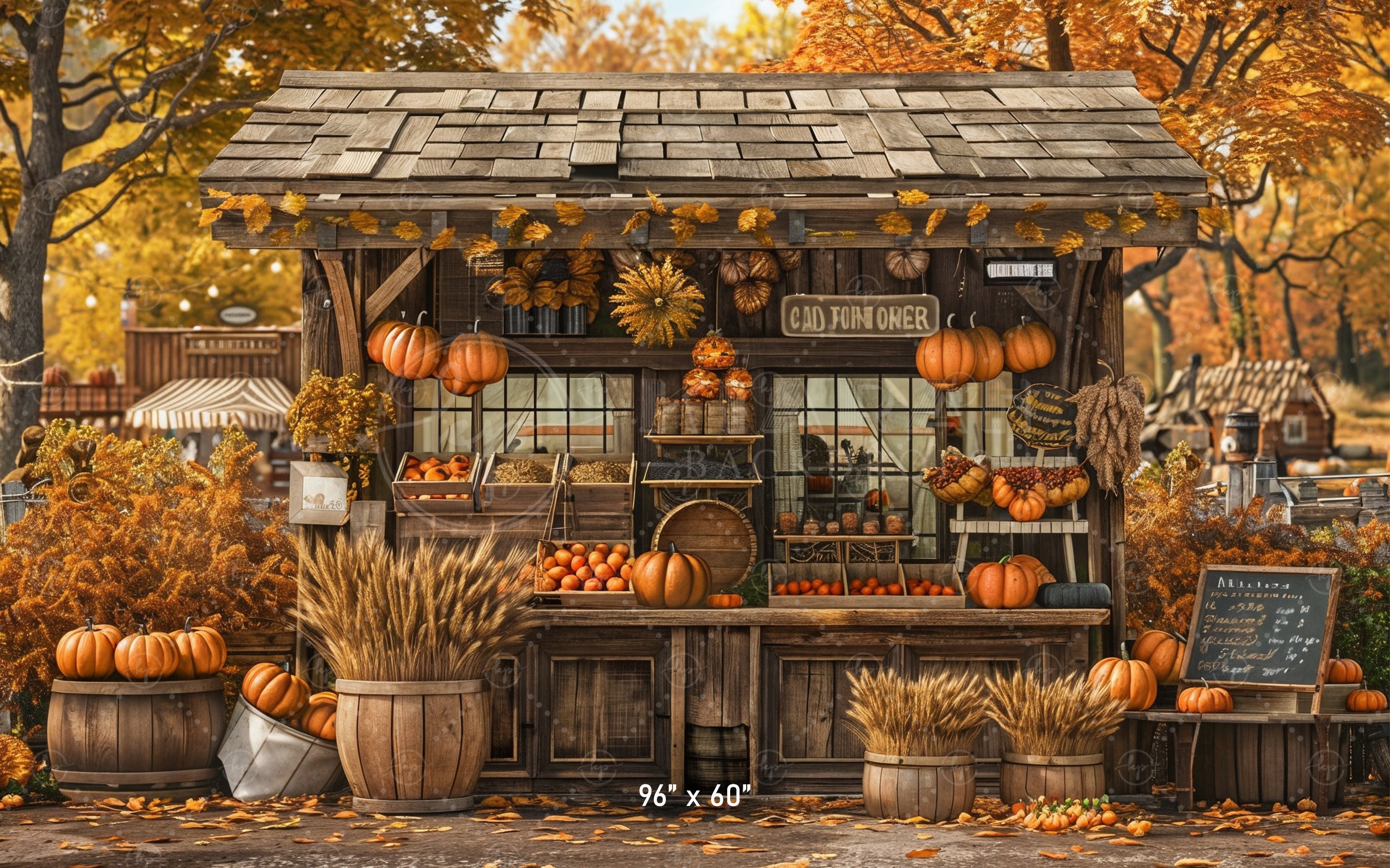 Cozy Autumn Market Stand Backdrop