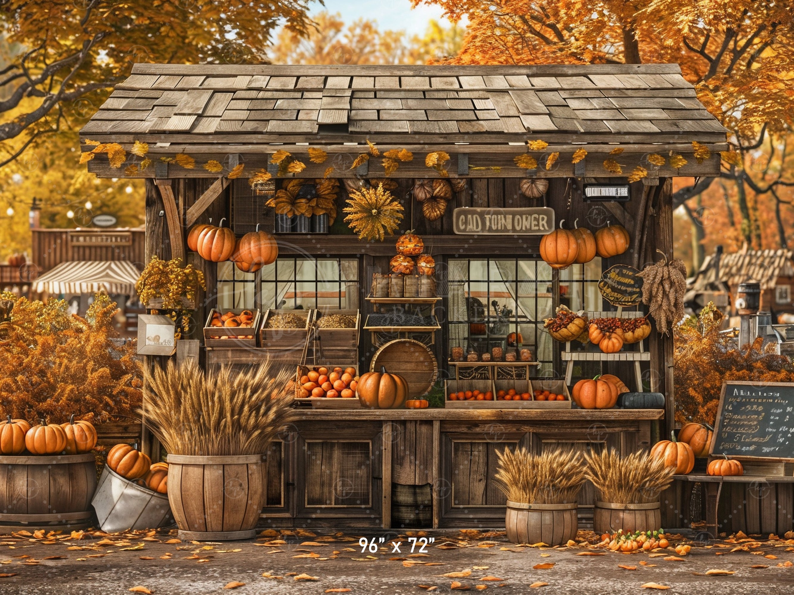 Cozy Autumn Market Stand Backdrop
