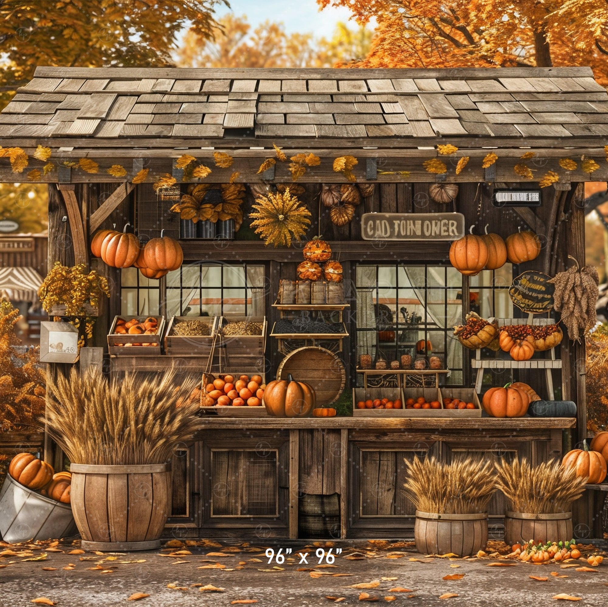 Cozy Autumn Market Stand Backdrop