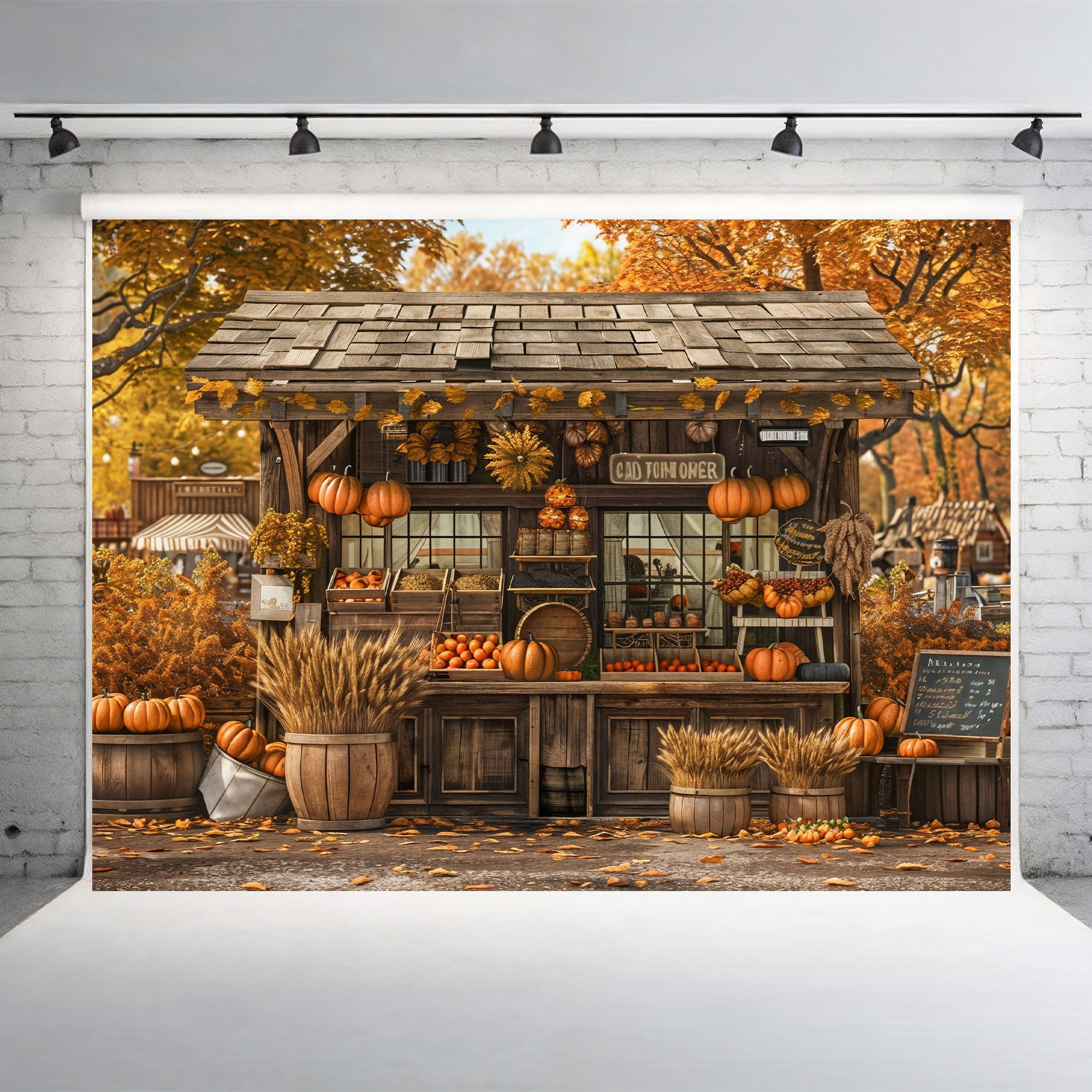 Cozy Autumn Market Stand Backdrop