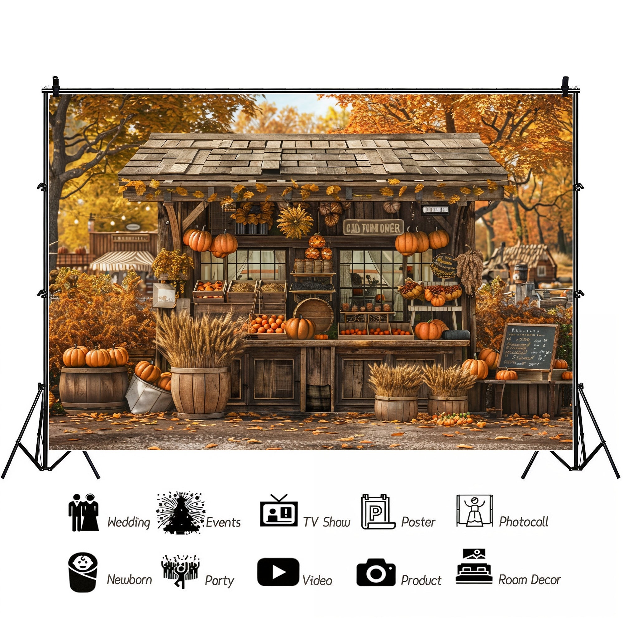 Cozy Autumn Market Stand Backdrop