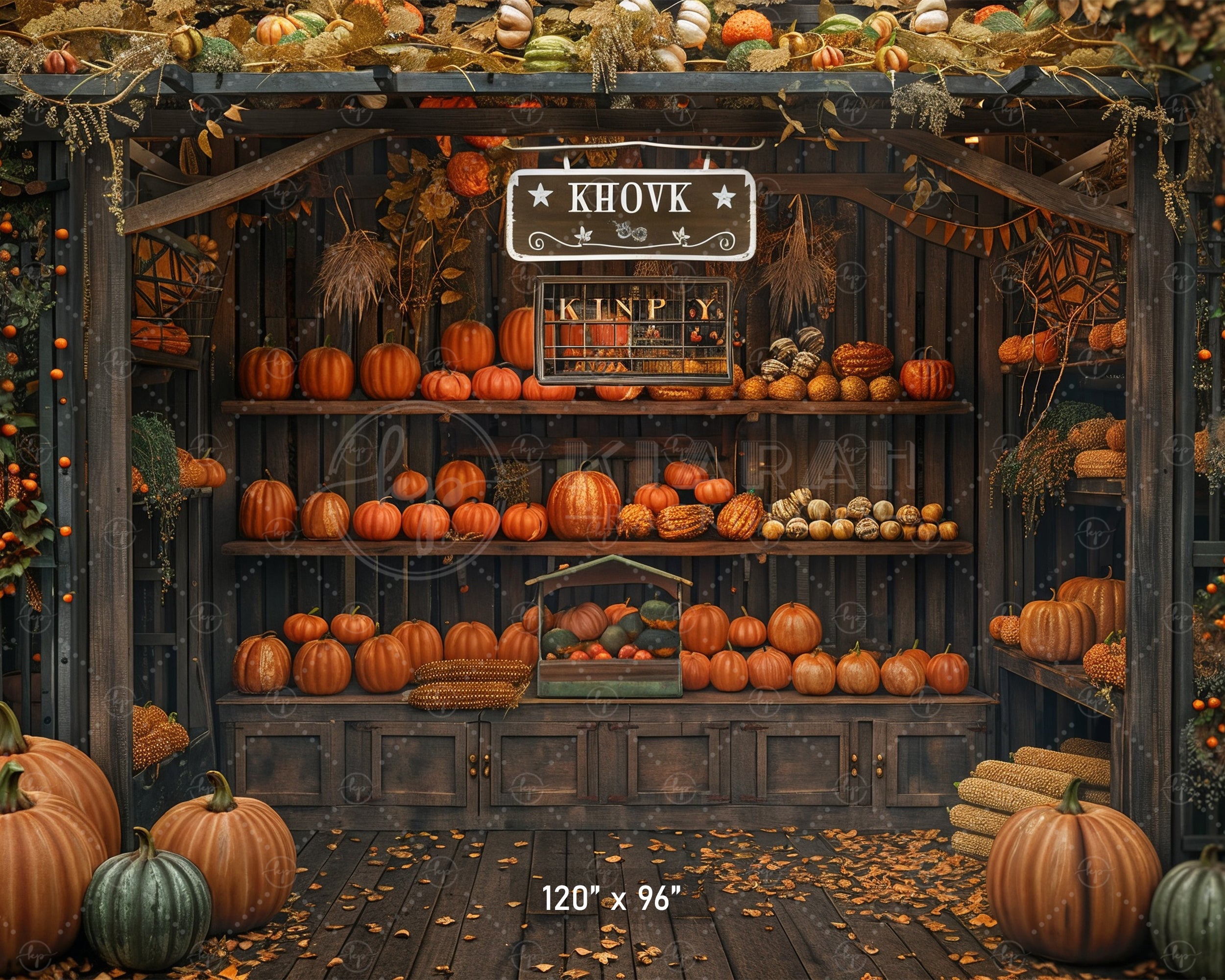 Vintage Pumpkin Display Stand Backdrop