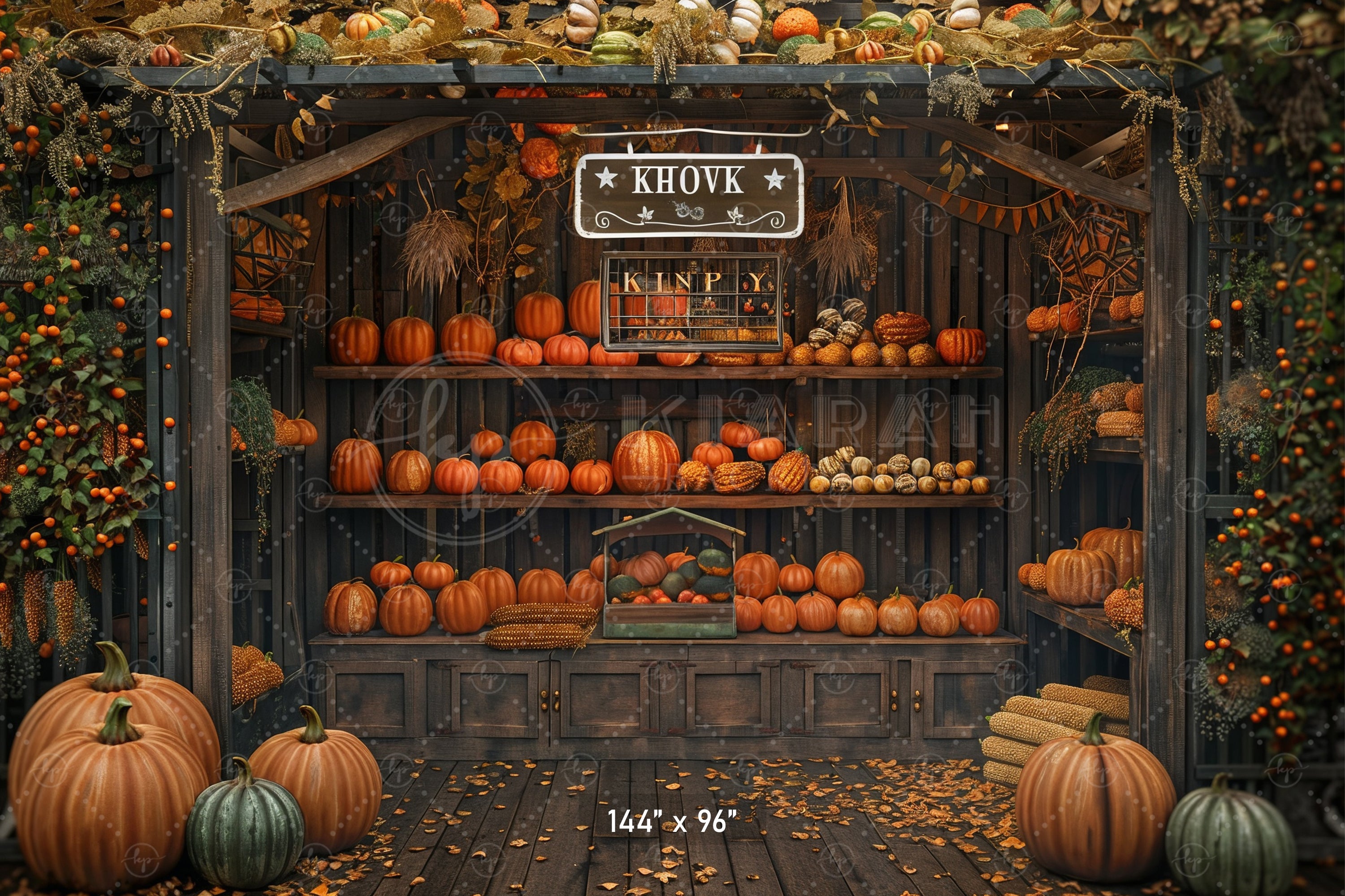 Vintage Pumpkin Display Stand Backdrop