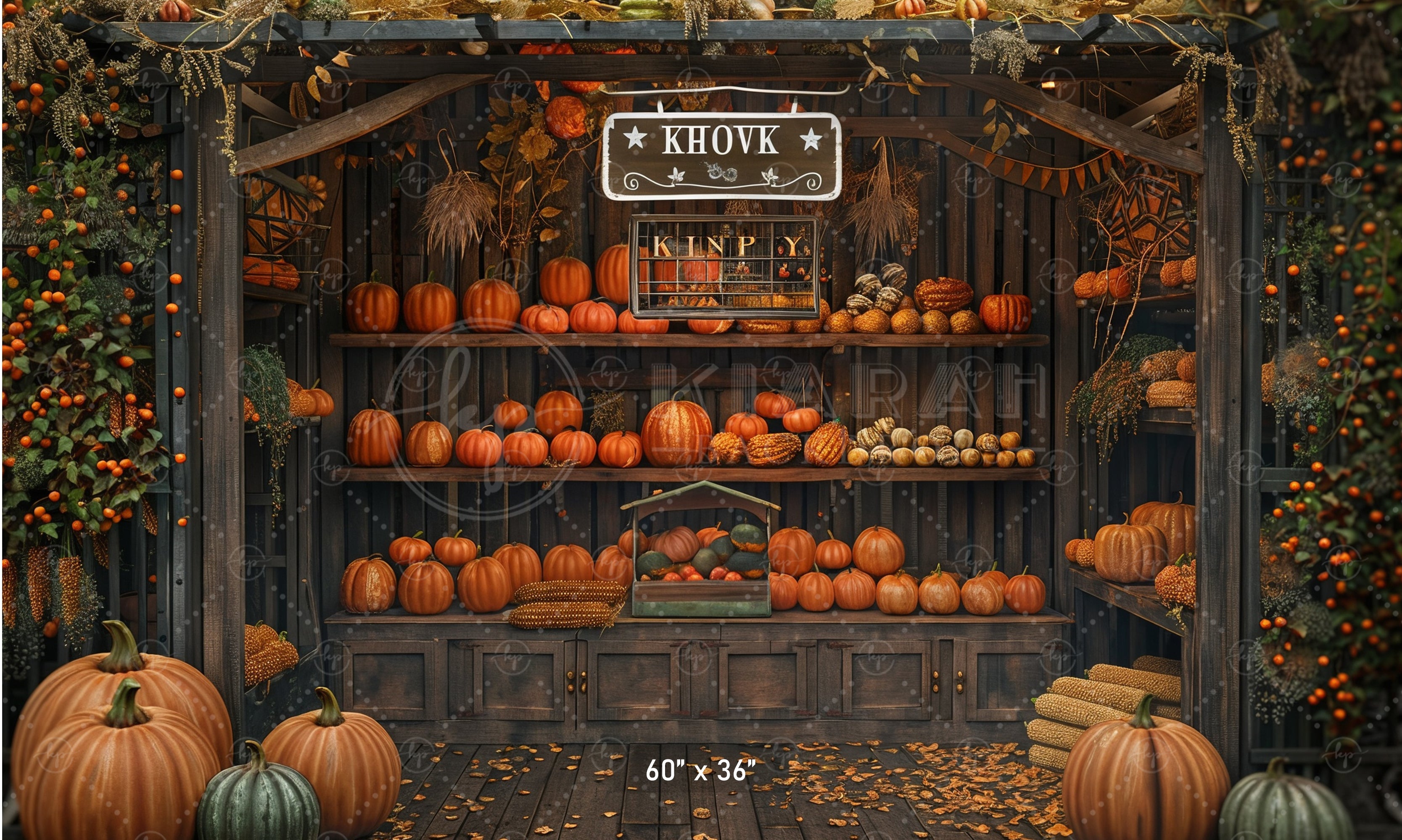 Vintage Pumpkin Display Stand Backdrop