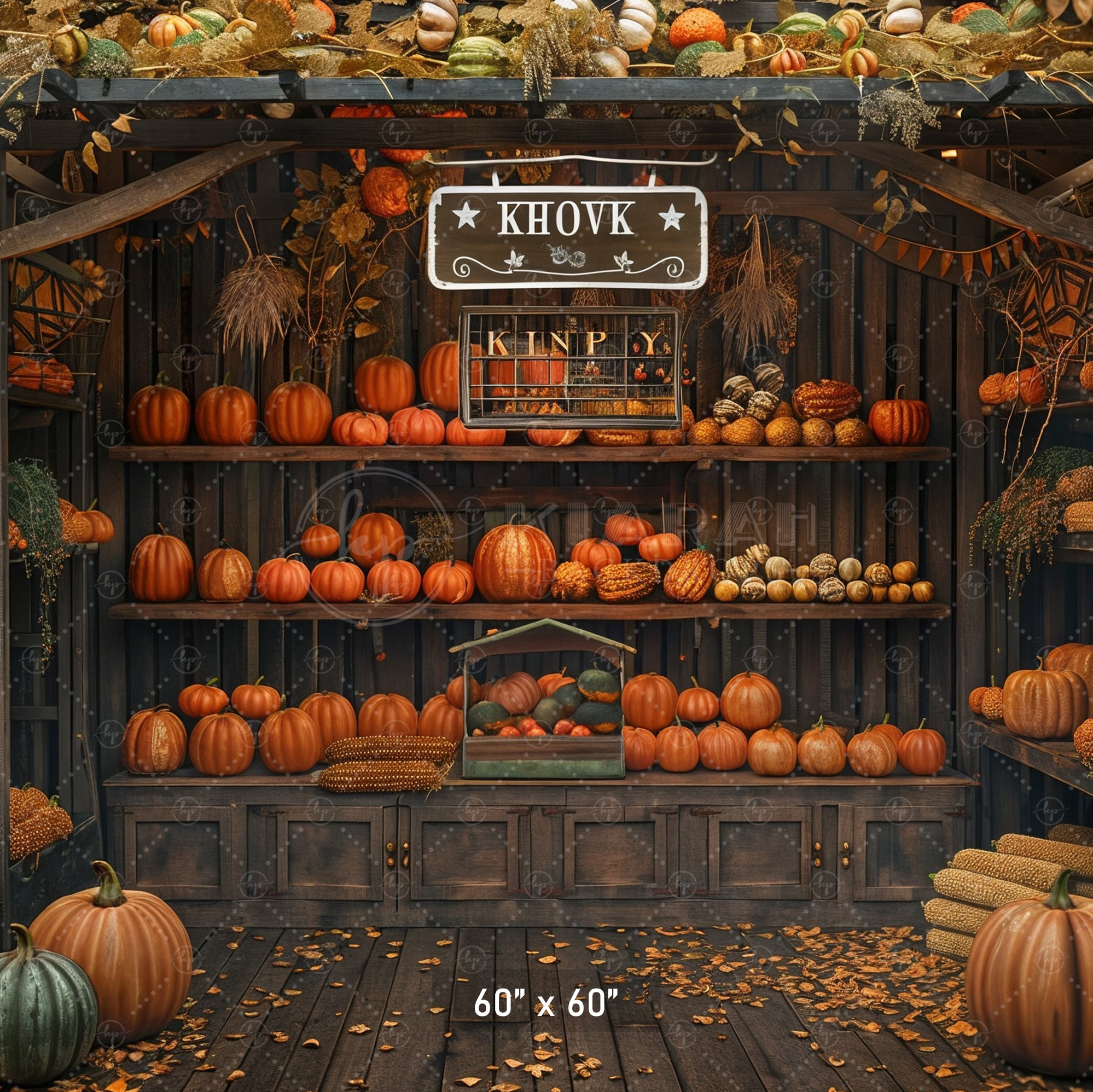 Vintage Pumpkin Display Stand Backdrop