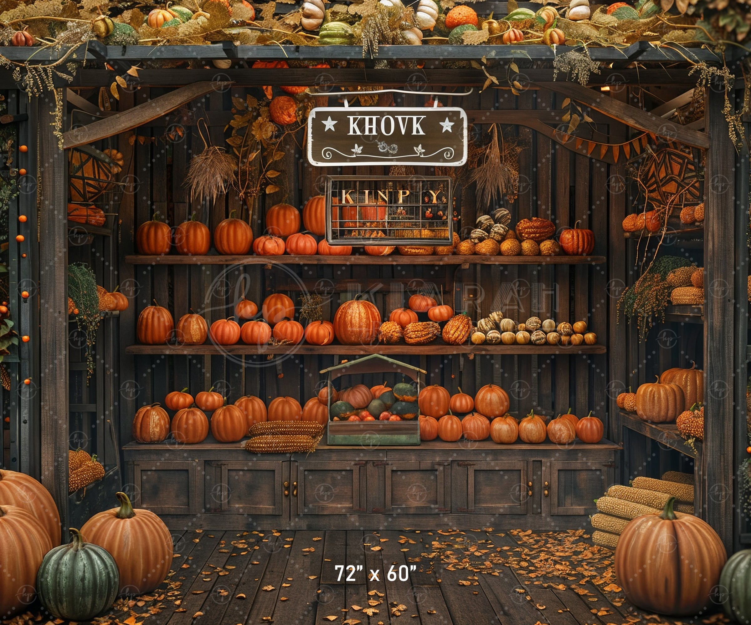 Vintage Pumpkin Display Stand Backdrop