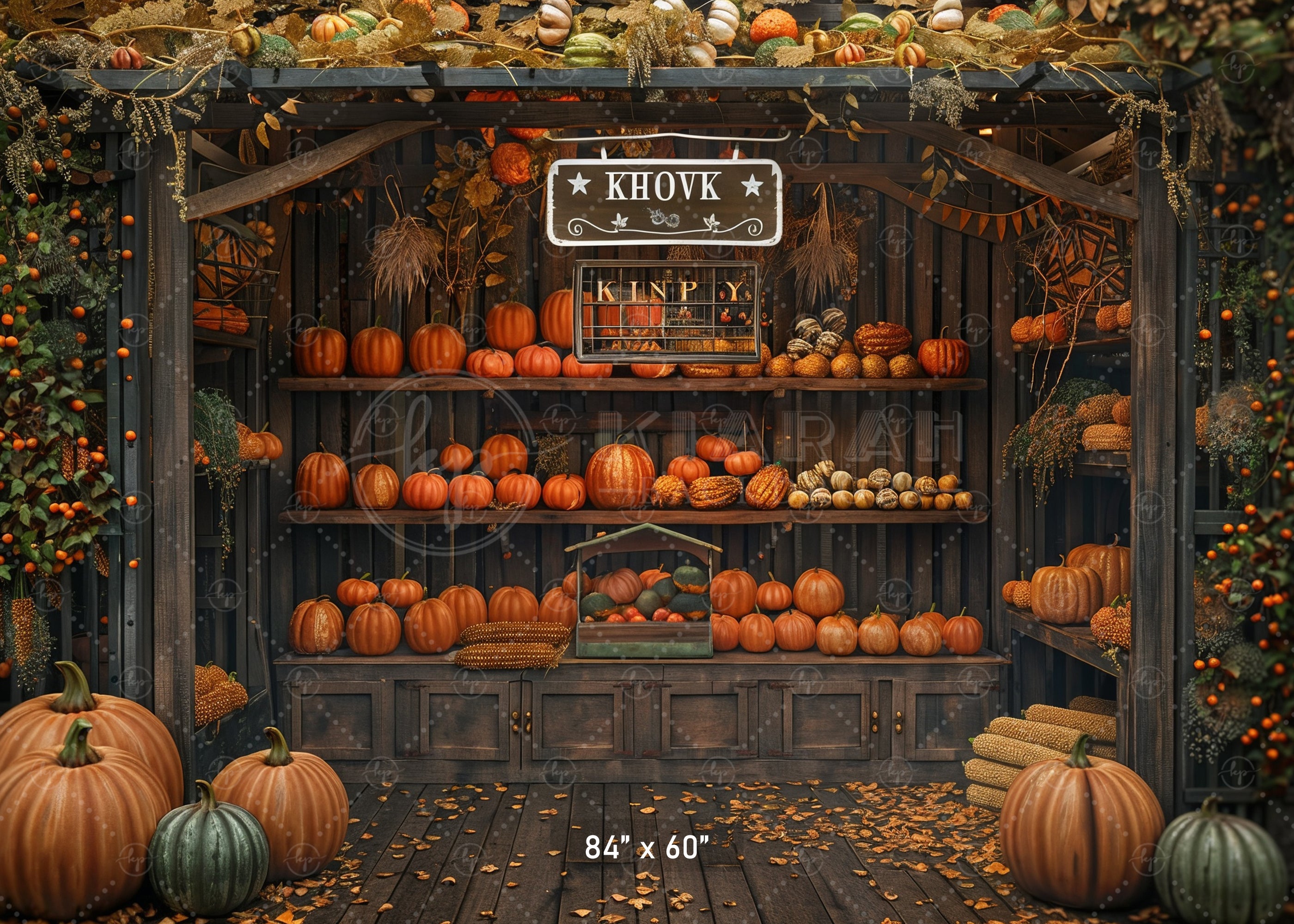 Vintage Pumpkin Display Stand Backdrop