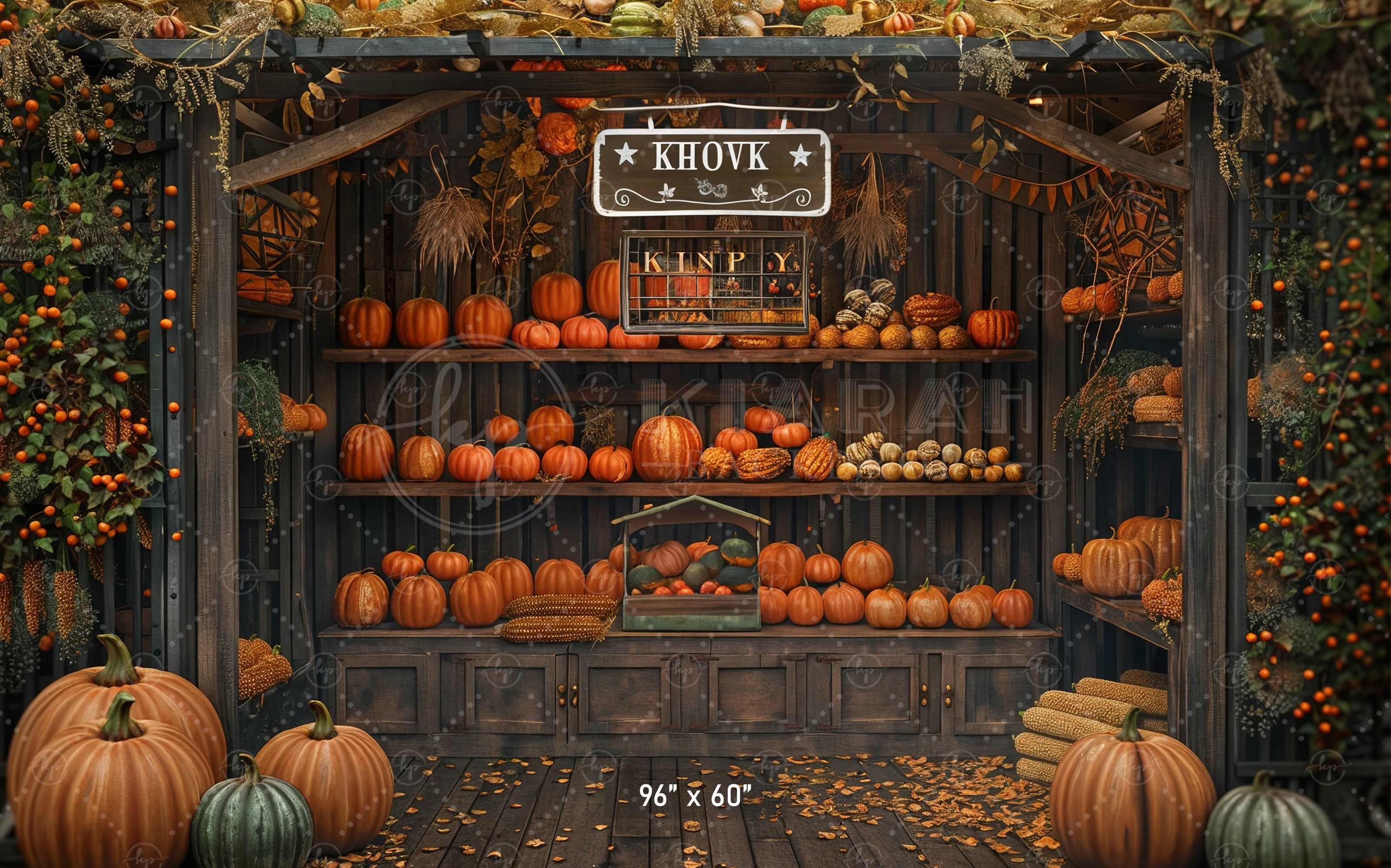 Vintage Pumpkin Display Stand Backdrop