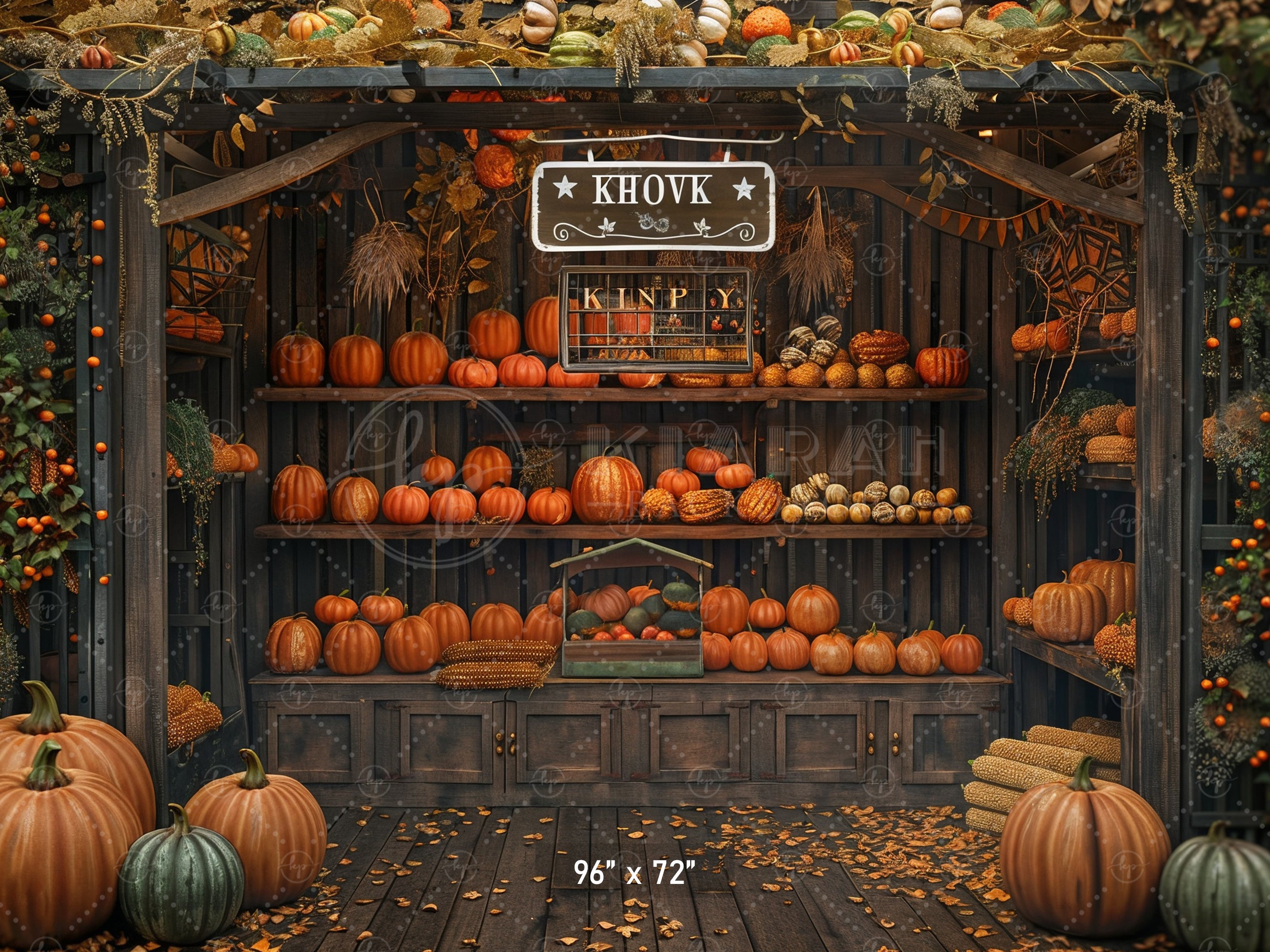 Vintage Pumpkin Display Stand Backdrop