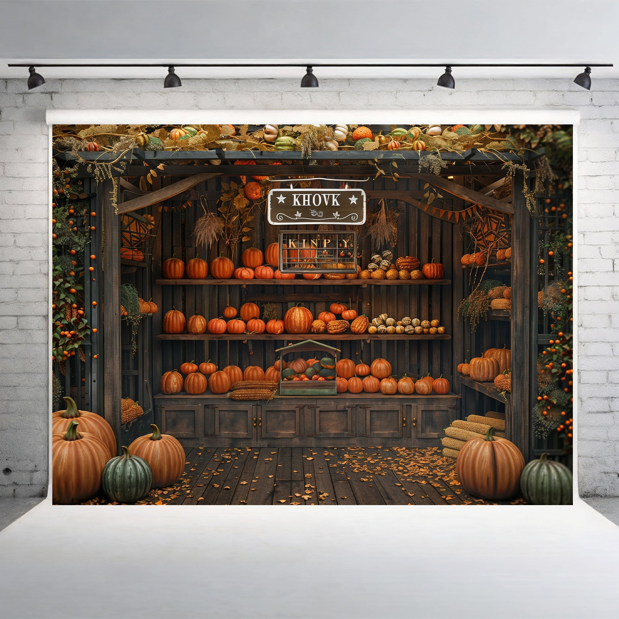 Vintage Pumpkin Display Stand Backdrop