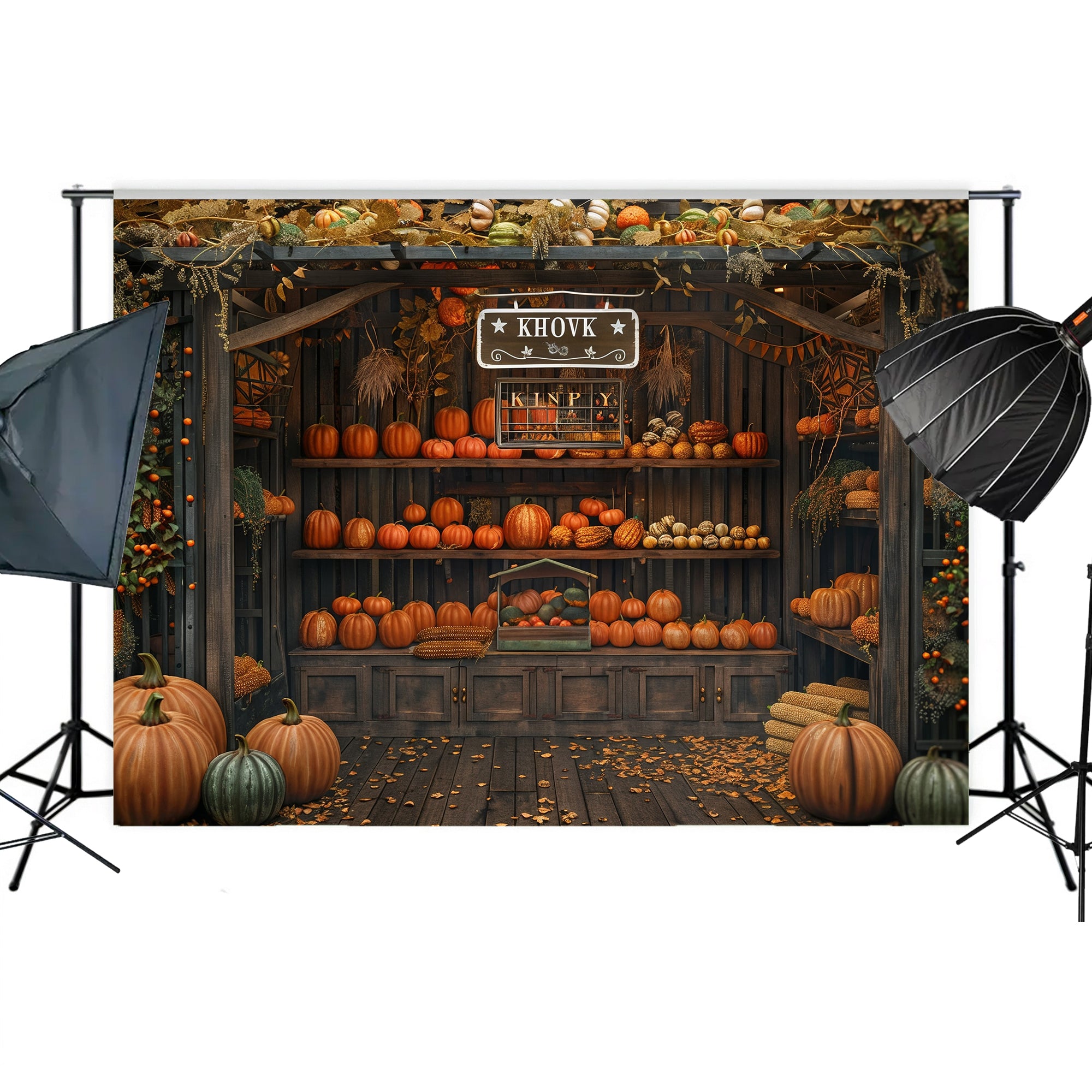 Vintage Pumpkin Display Stand Backdrop