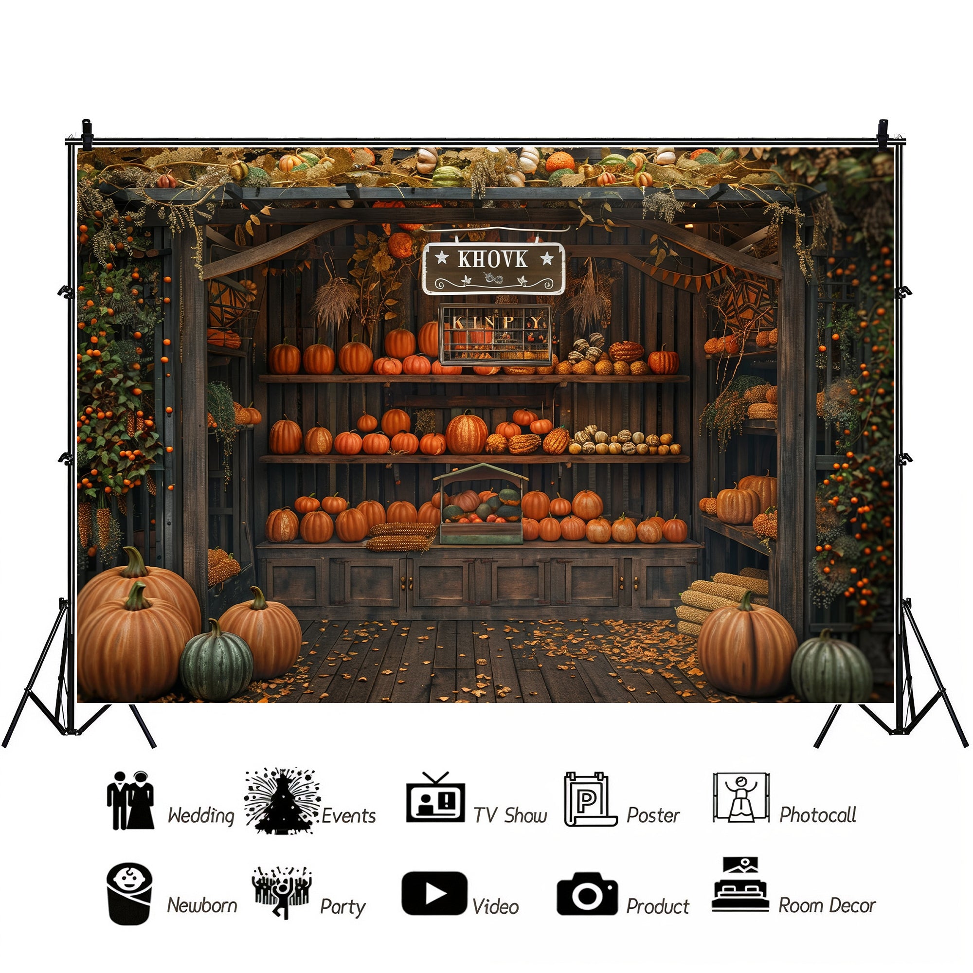 Vintage Pumpkin Display Stand Backdrop