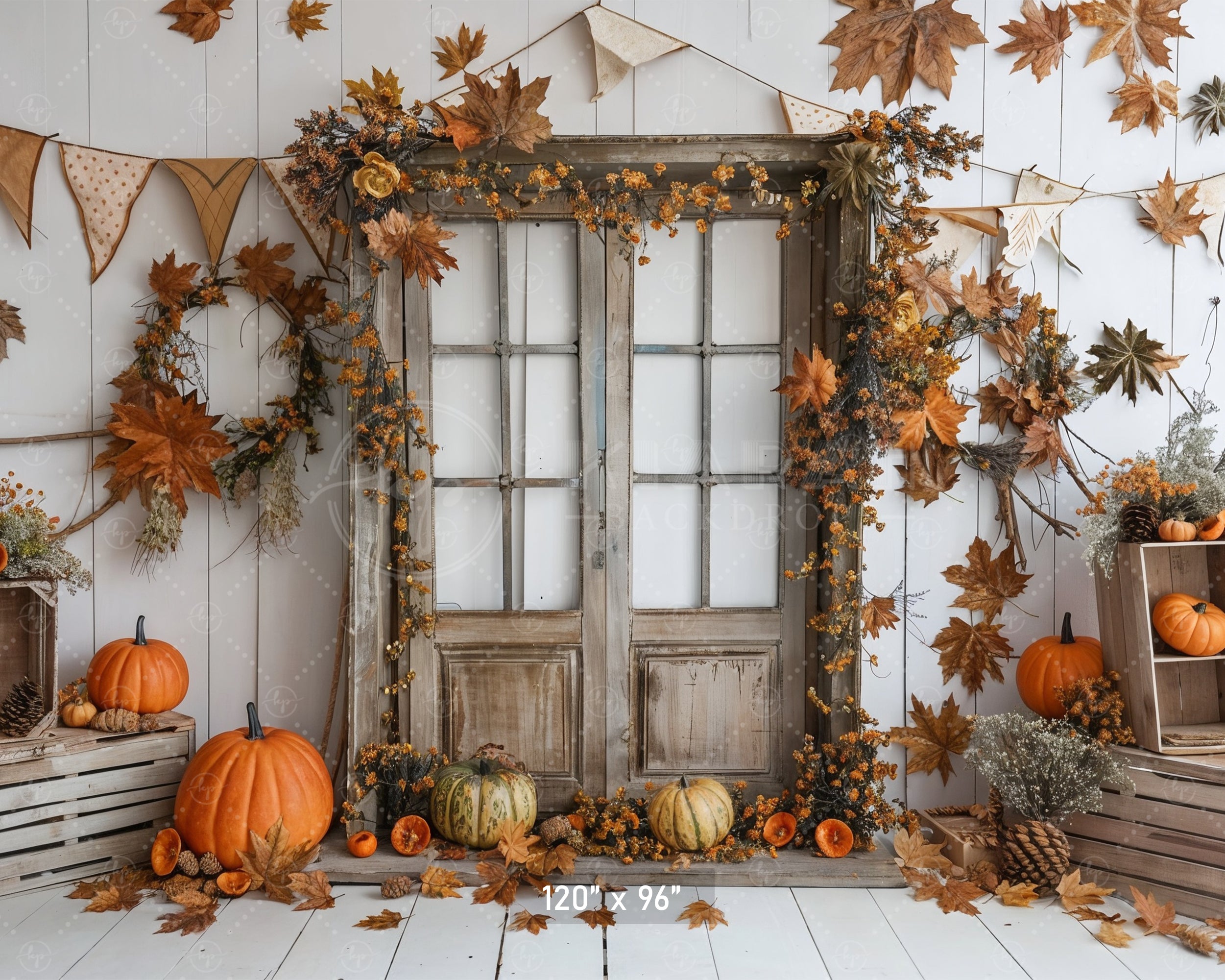 Rustic Autumn Doorway Backdrop