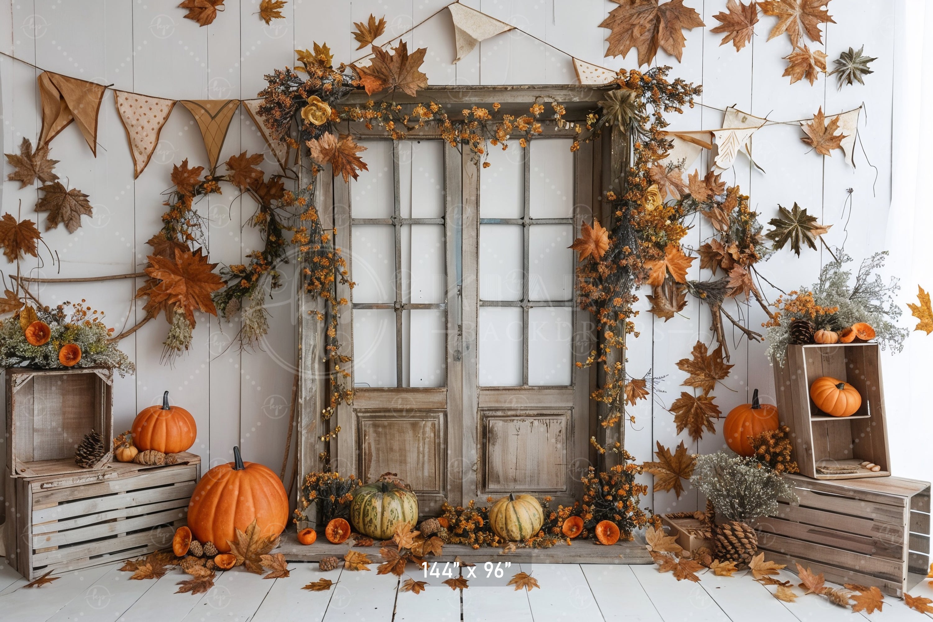 Rustic Autumn Doorway Backdrop