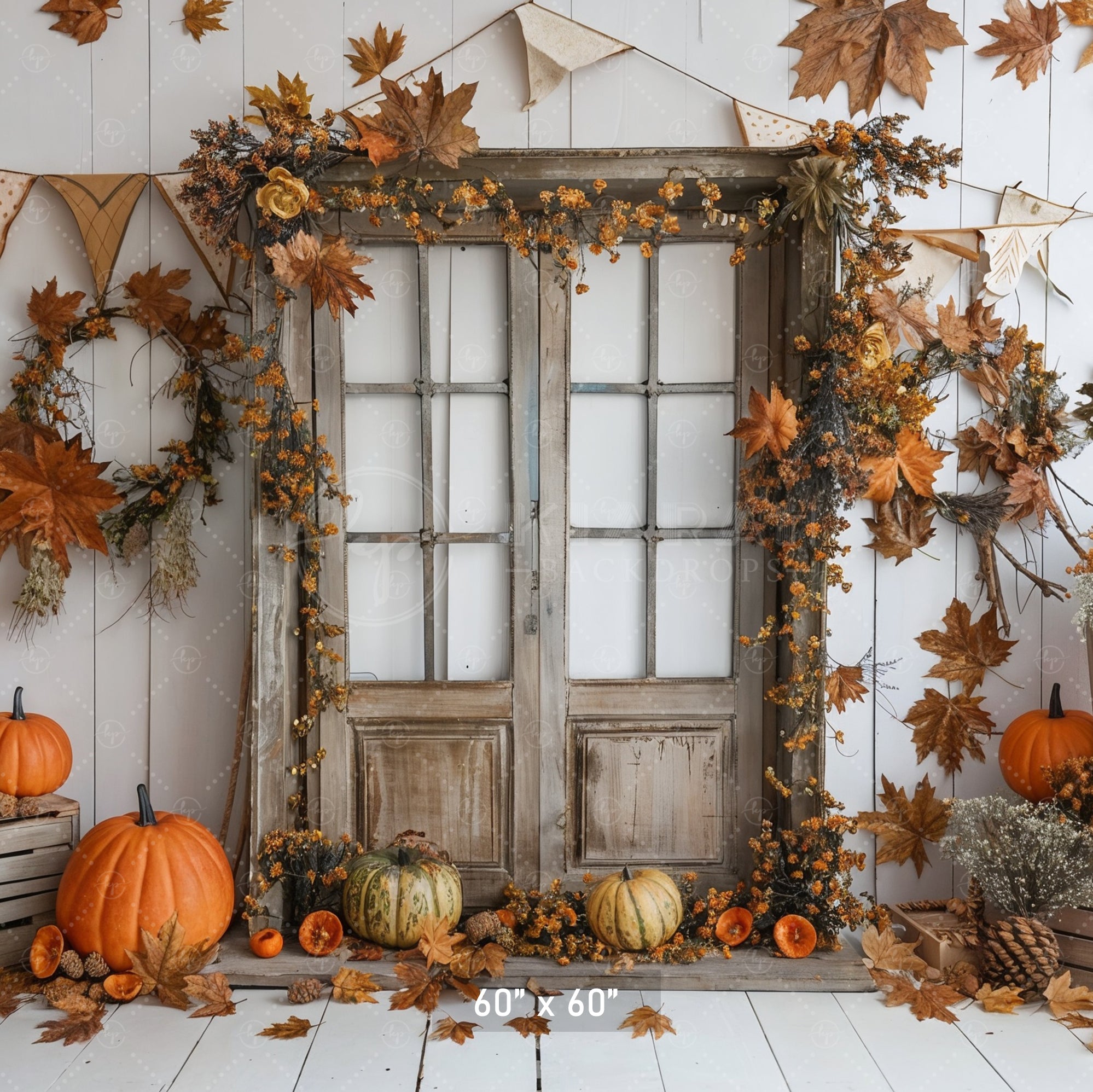 Rustic Autumn Doorway Backdrop