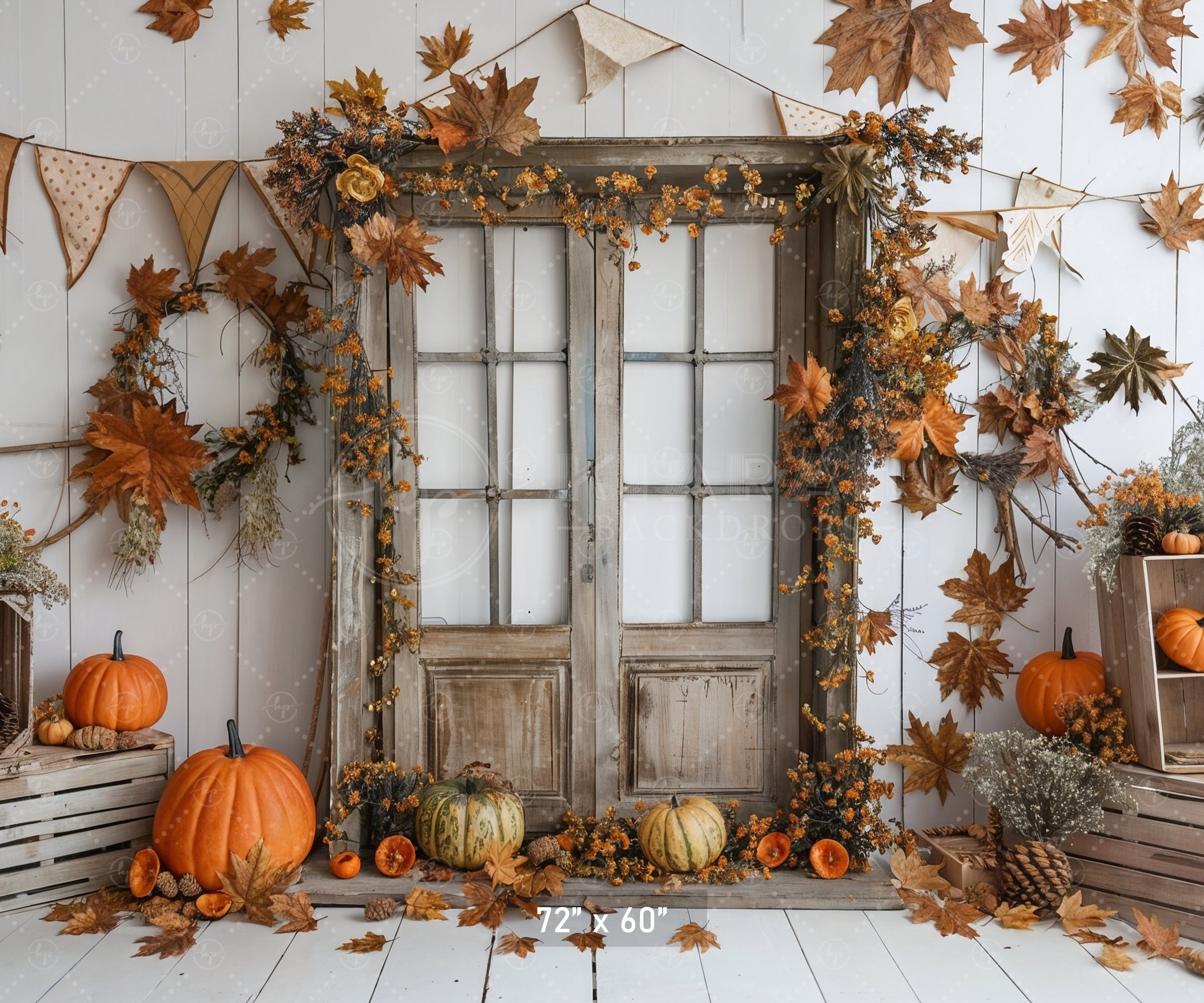 Rustic Autumn Doorway Backdrop