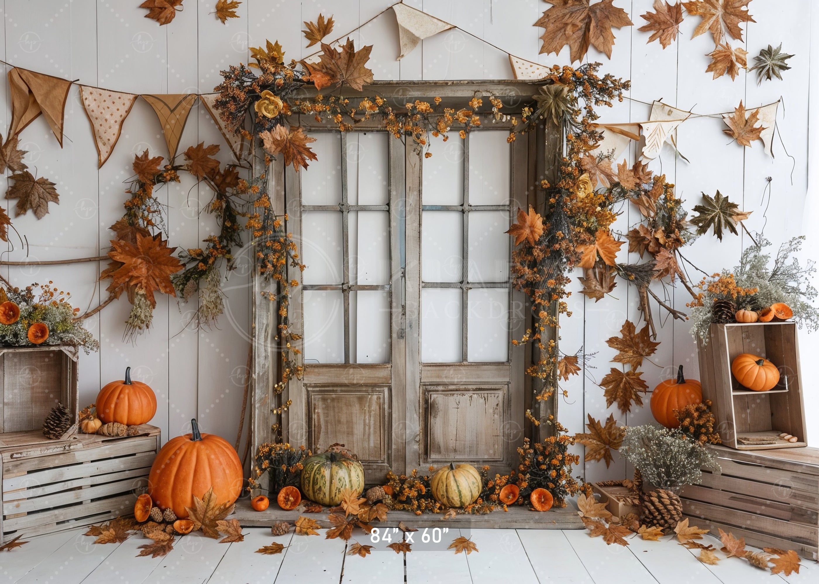Rustic Autumn Doorway Backdrop