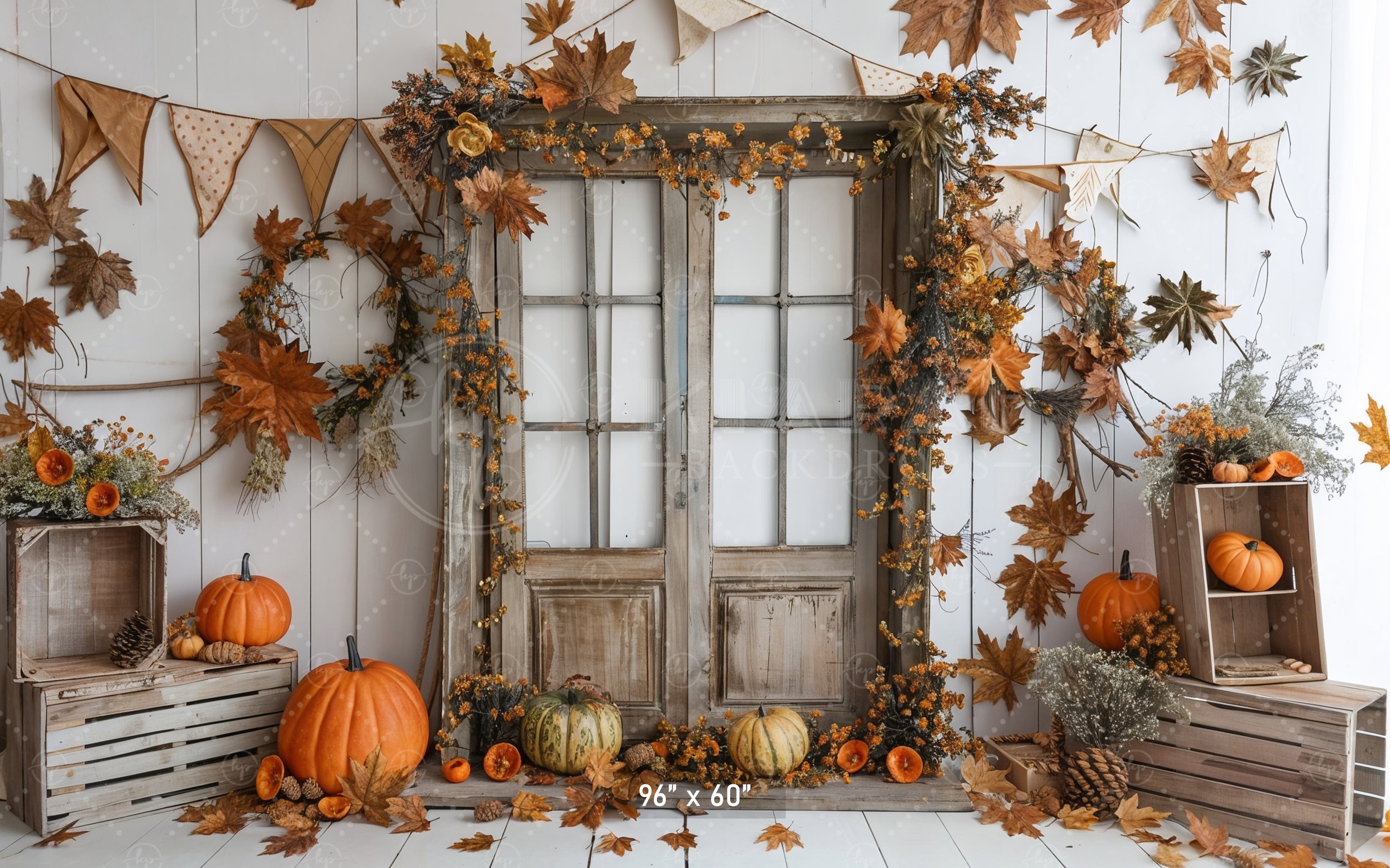 Rustic Autumn Doorway Backdrop