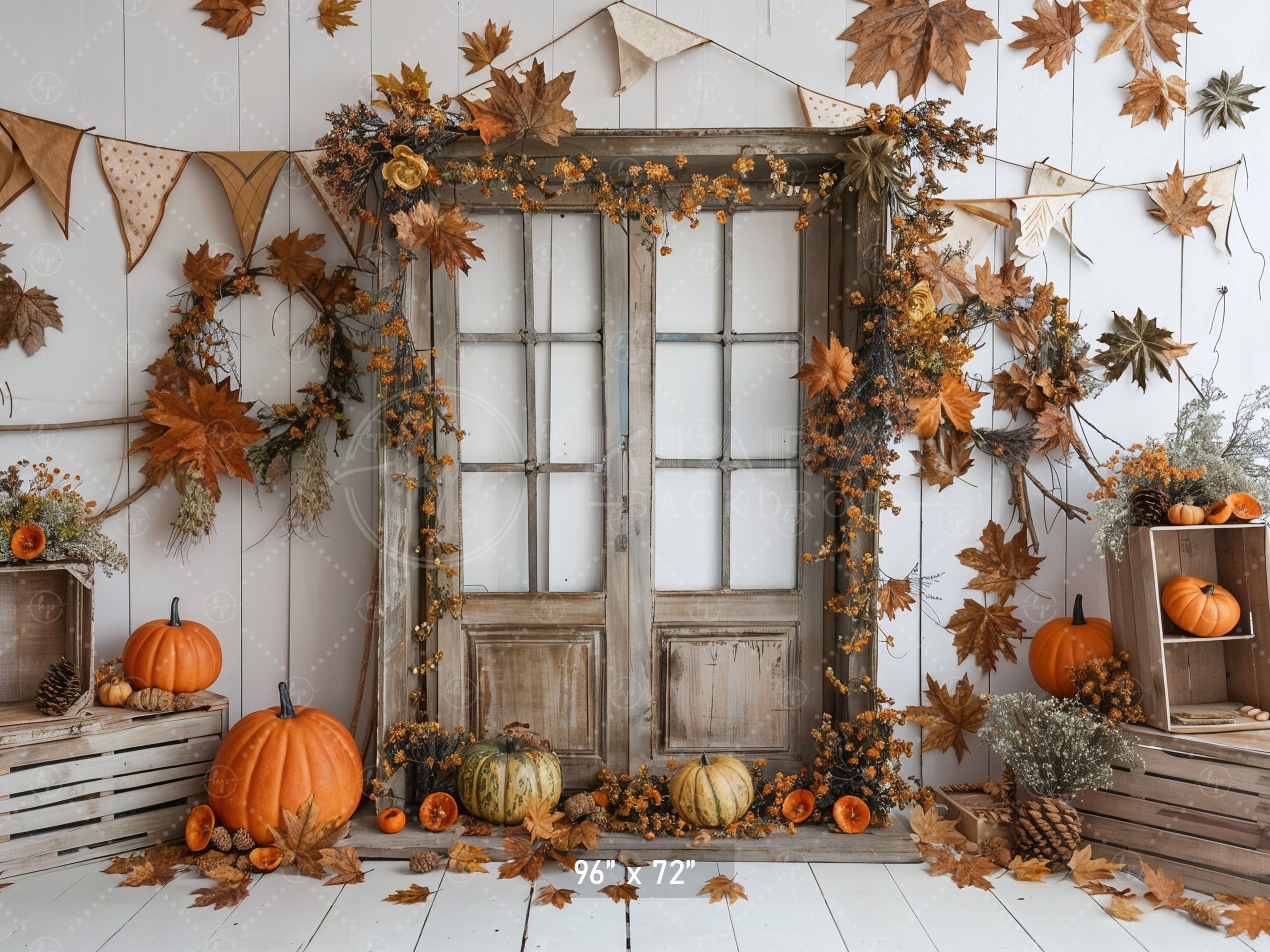 Rustic Autumn Doorway Backdrop
