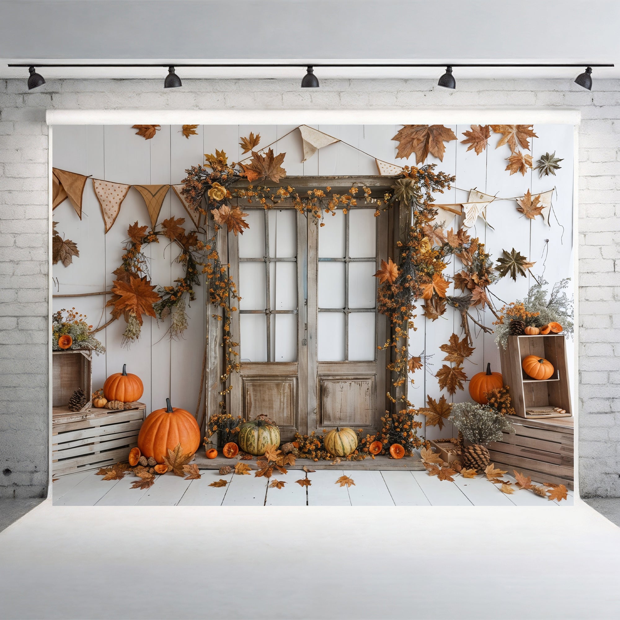 Rustic Autumn Doorway Backdrop